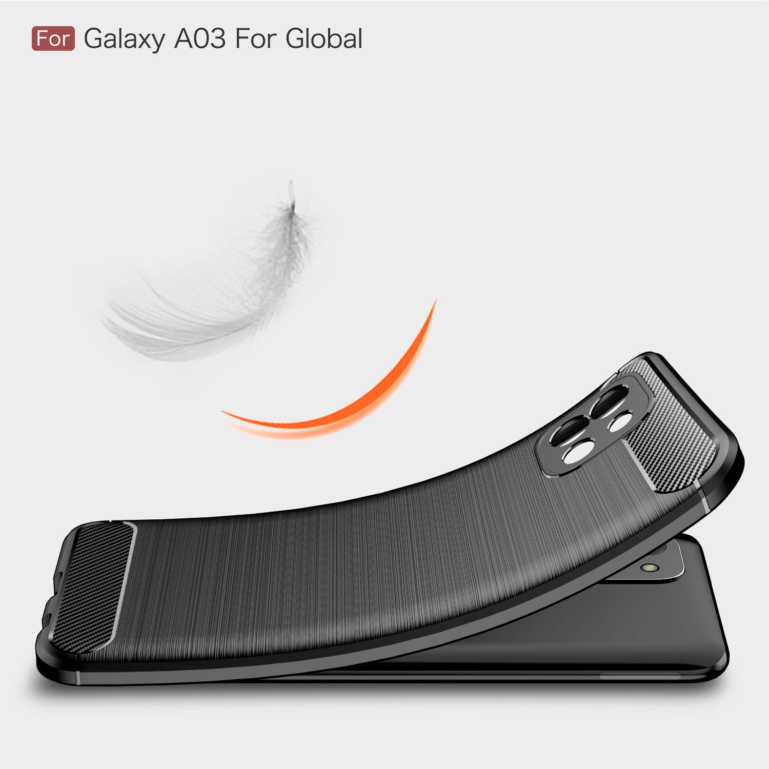 Samsung A03 Carbon Fibre TPU Case Slim Shockproof Cover Black