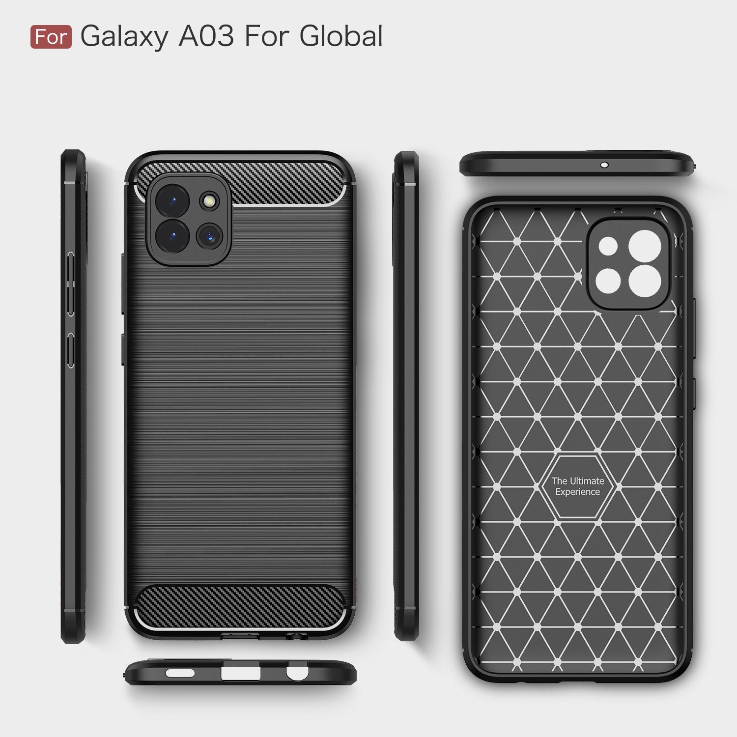 Samsung A03 Carbon Fibre TPU Case Slim Shockproof Cover Black