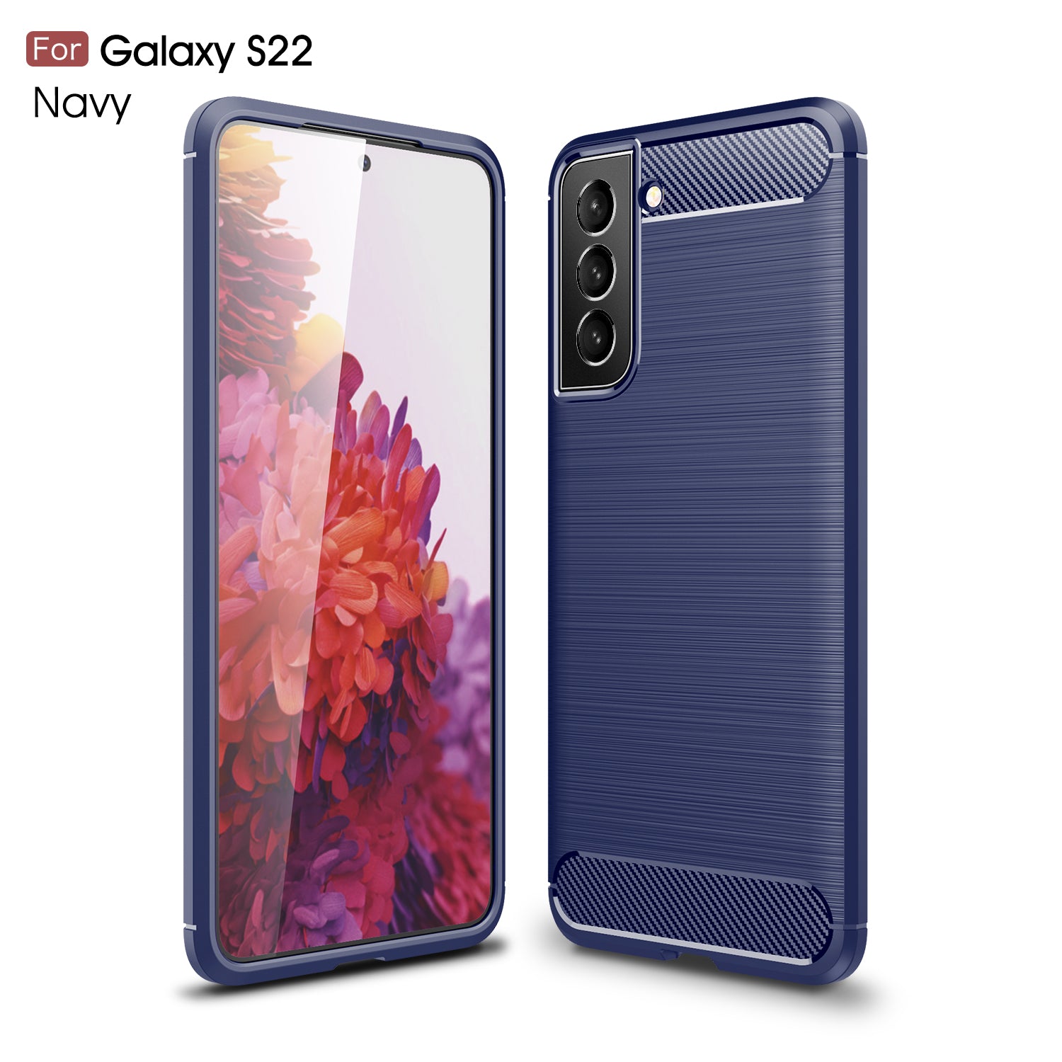 Samsung S22 5G Carbon Fibre TPU Case Slim Shockproof Cover Navy