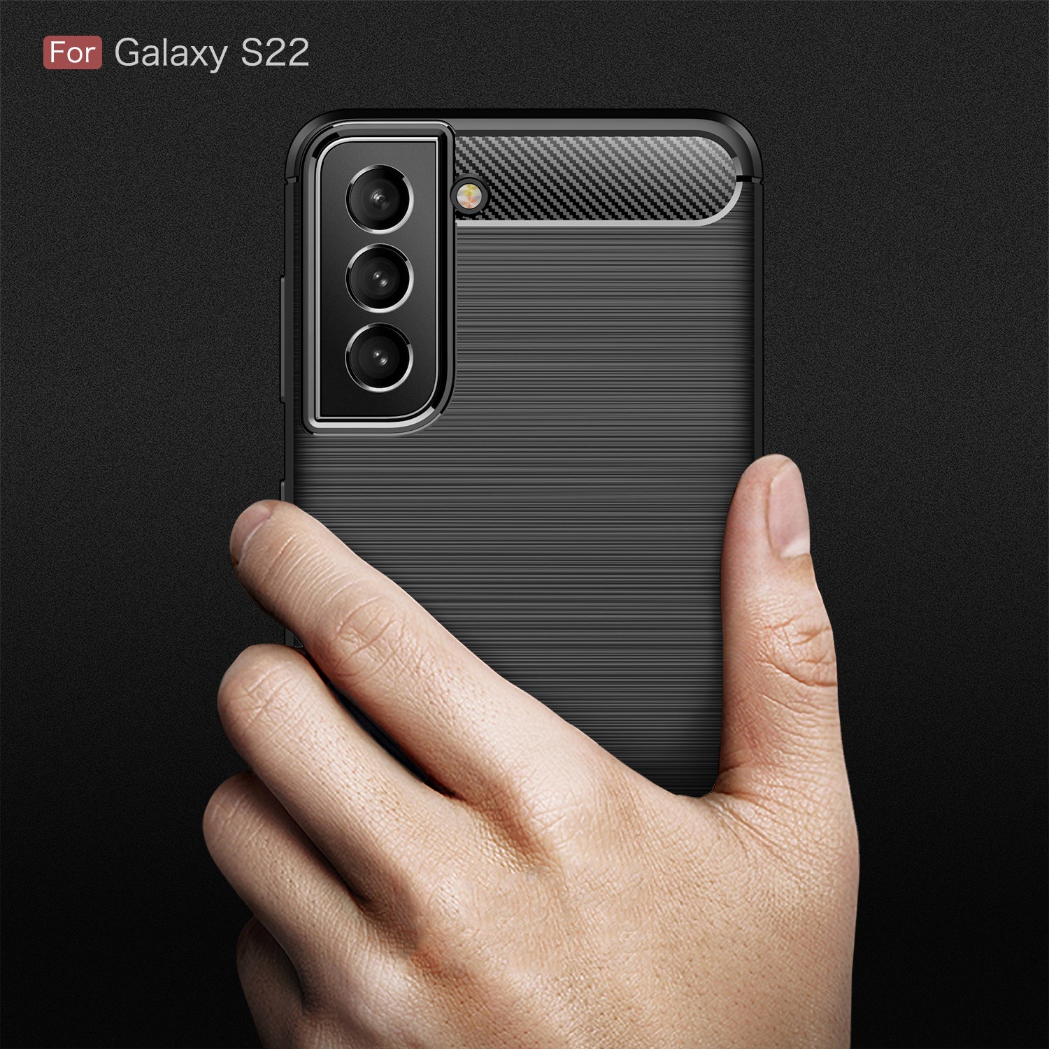 Samsung S22 5G Carbon Fibre TPU Case Slim Shockproof Cover Black