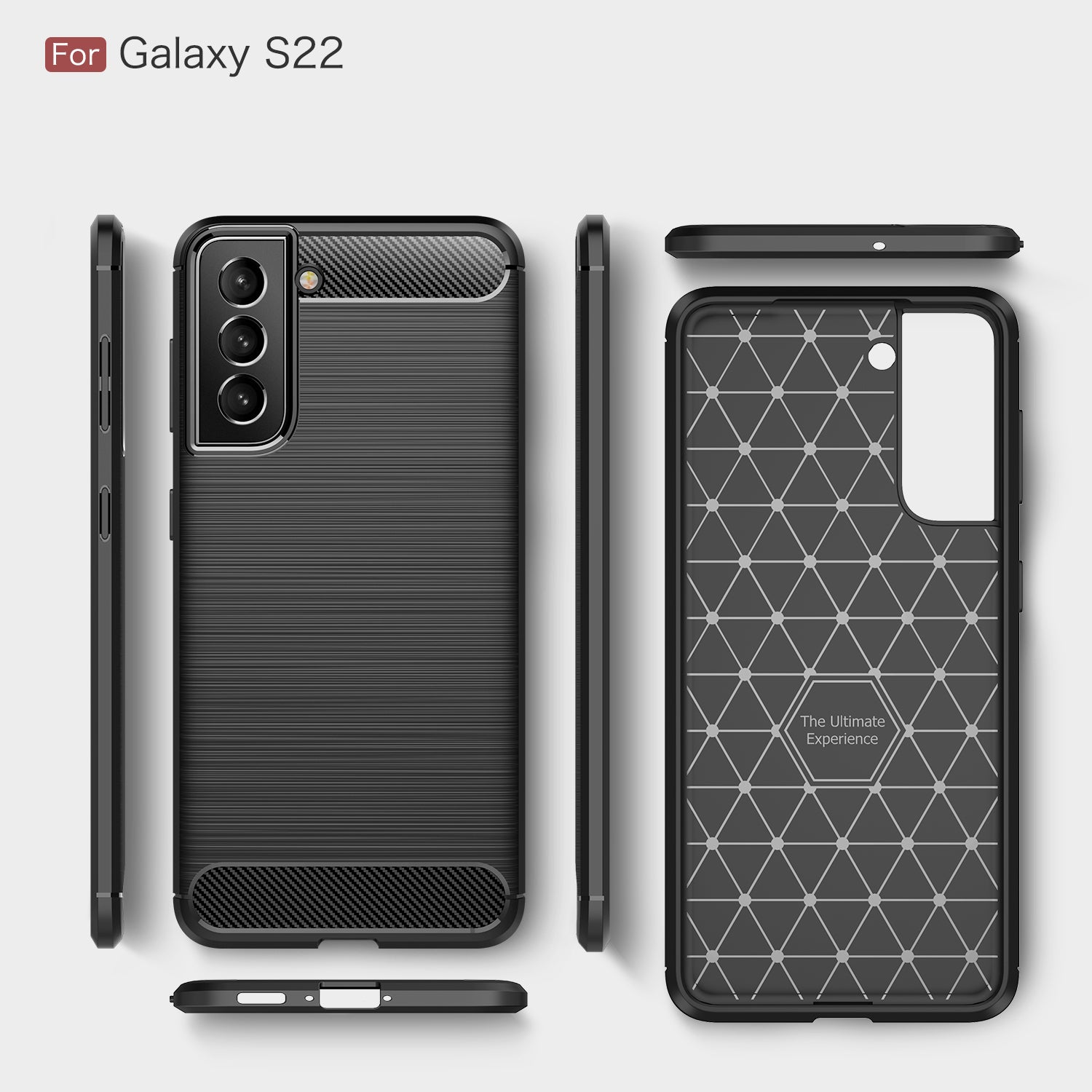 Samsung S22 5G Carbon Fibre TPU Case Slim Shockproof Cover Navy