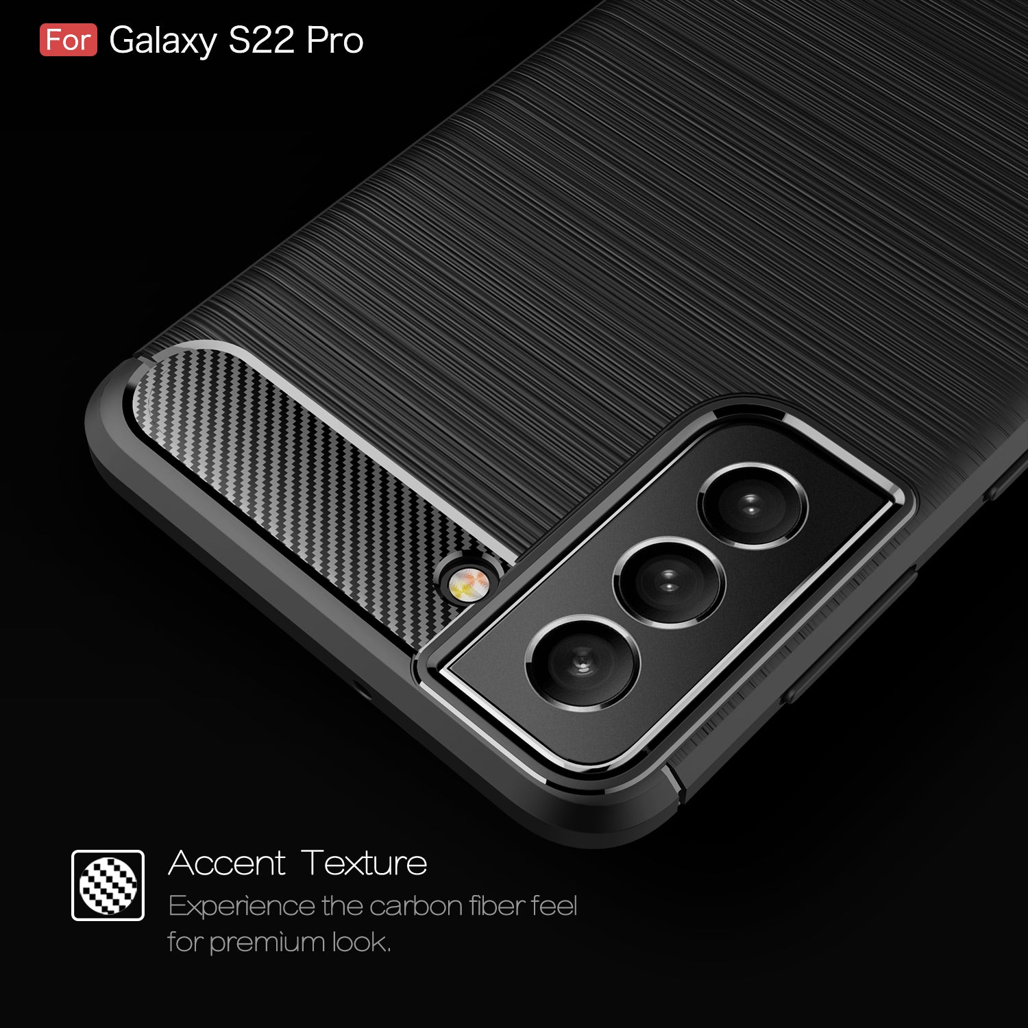 Samsung S22Plus 5G Carbon Fibre TPU Case Slim Shockproof Cover Black