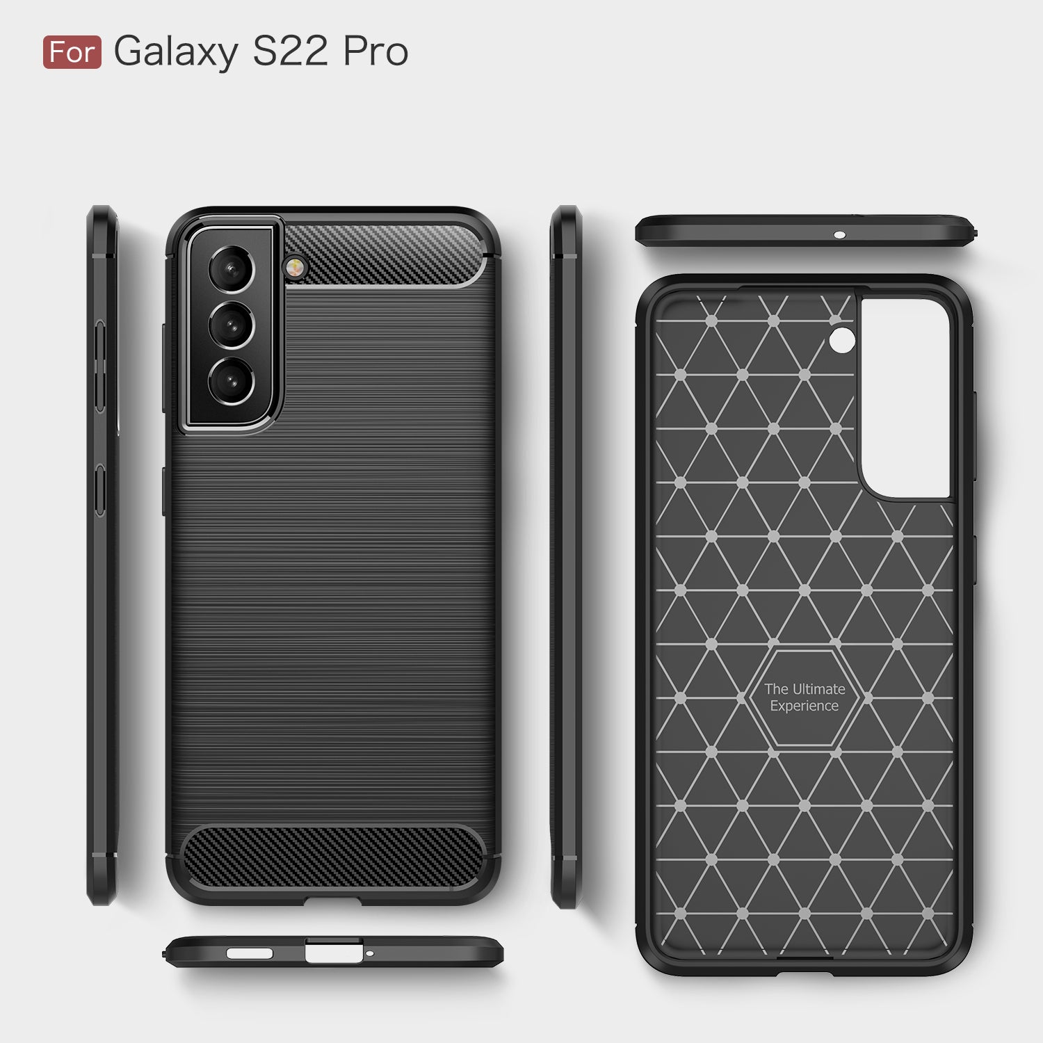Samsung S22Plus 5G Carbon Fibre TPU Case Slim Shockproof Cover Black