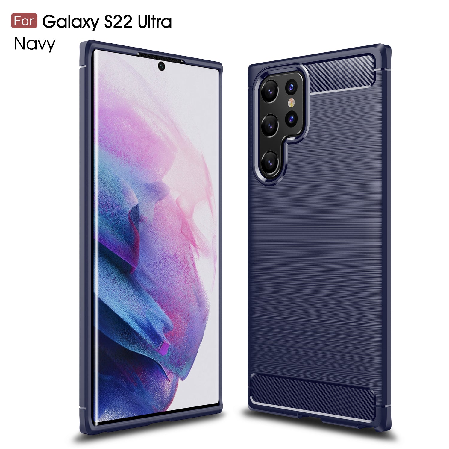 Samsung S22Ultra 5G Carbon Fibre TPU Case Slim Shockproof Cover Navy