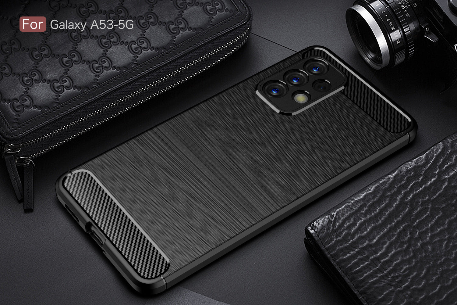 Samsung A53 5G Carbon Fibre TPU Case Slim Shockproof Cover Black