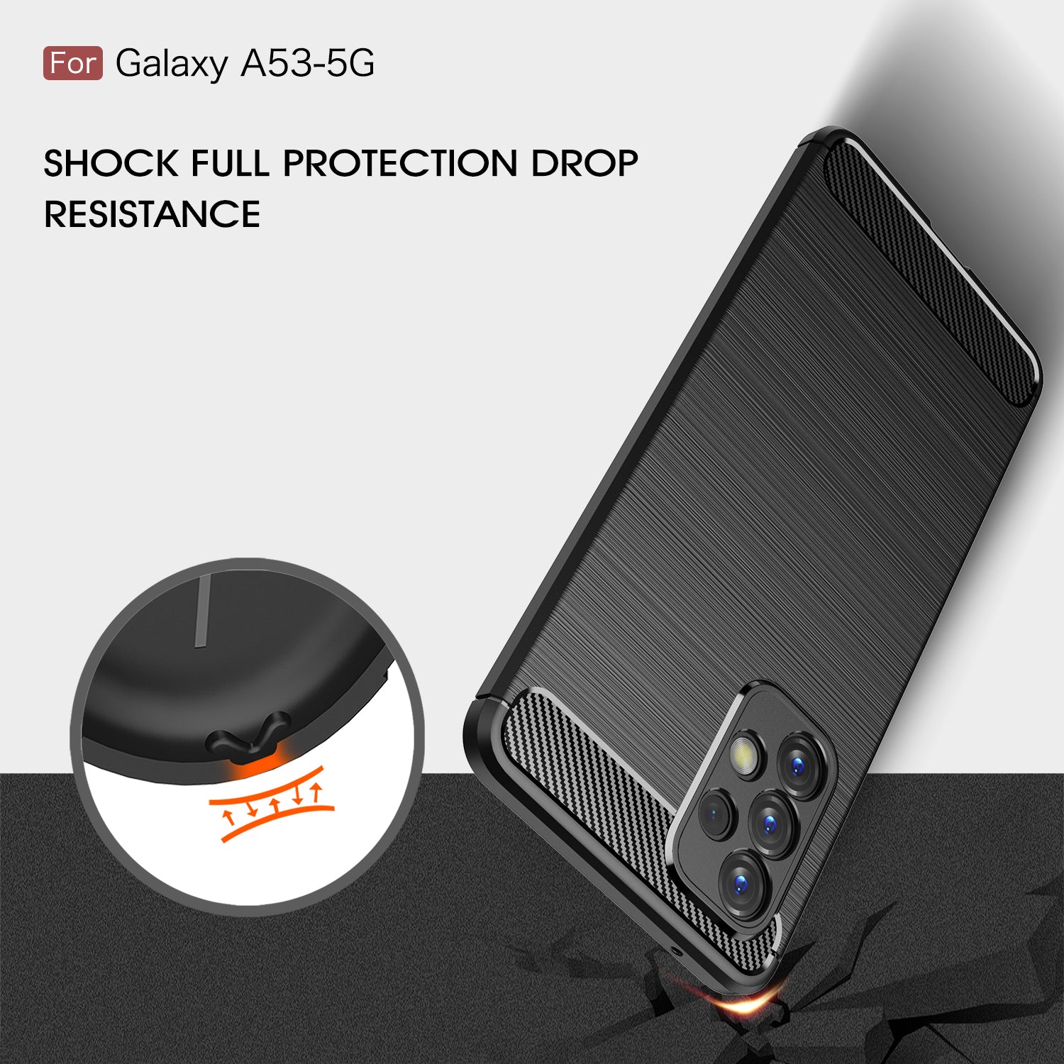 Samsung A53 5G Carbon Fibre TPU Case Slim Shockproof Cover Black