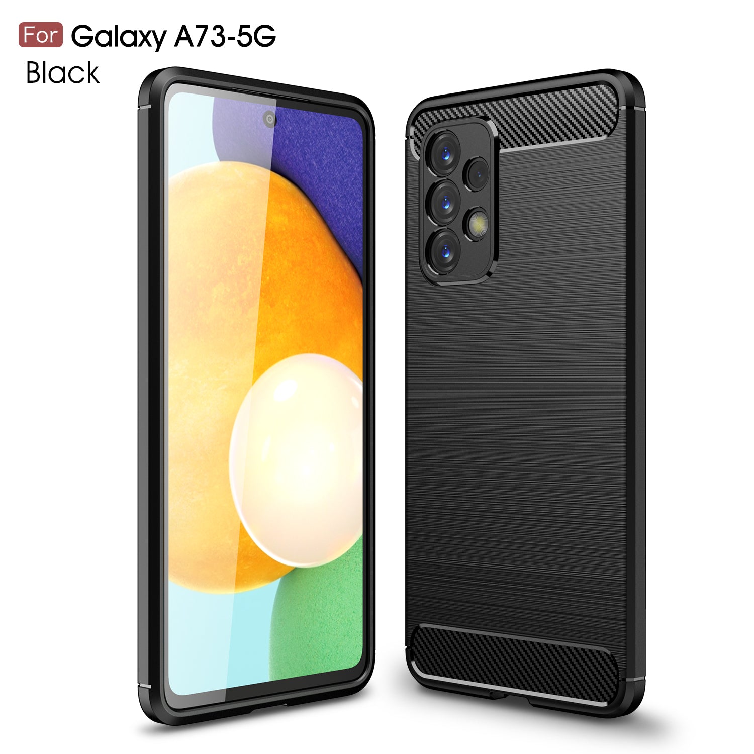 Samsung A73 5G Carbon Fibre TPU Case Slim Shockproof Cover Black