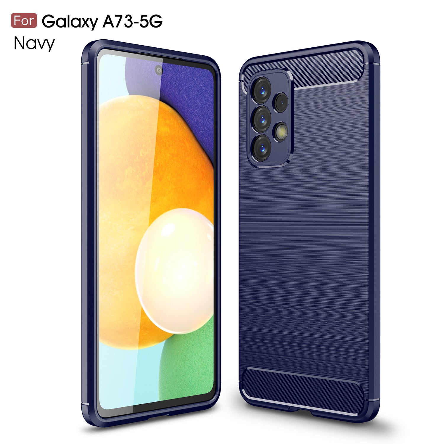 Samsung A73 5G Carbon Fibre TPU Case Slim Shockproof Cover Navy