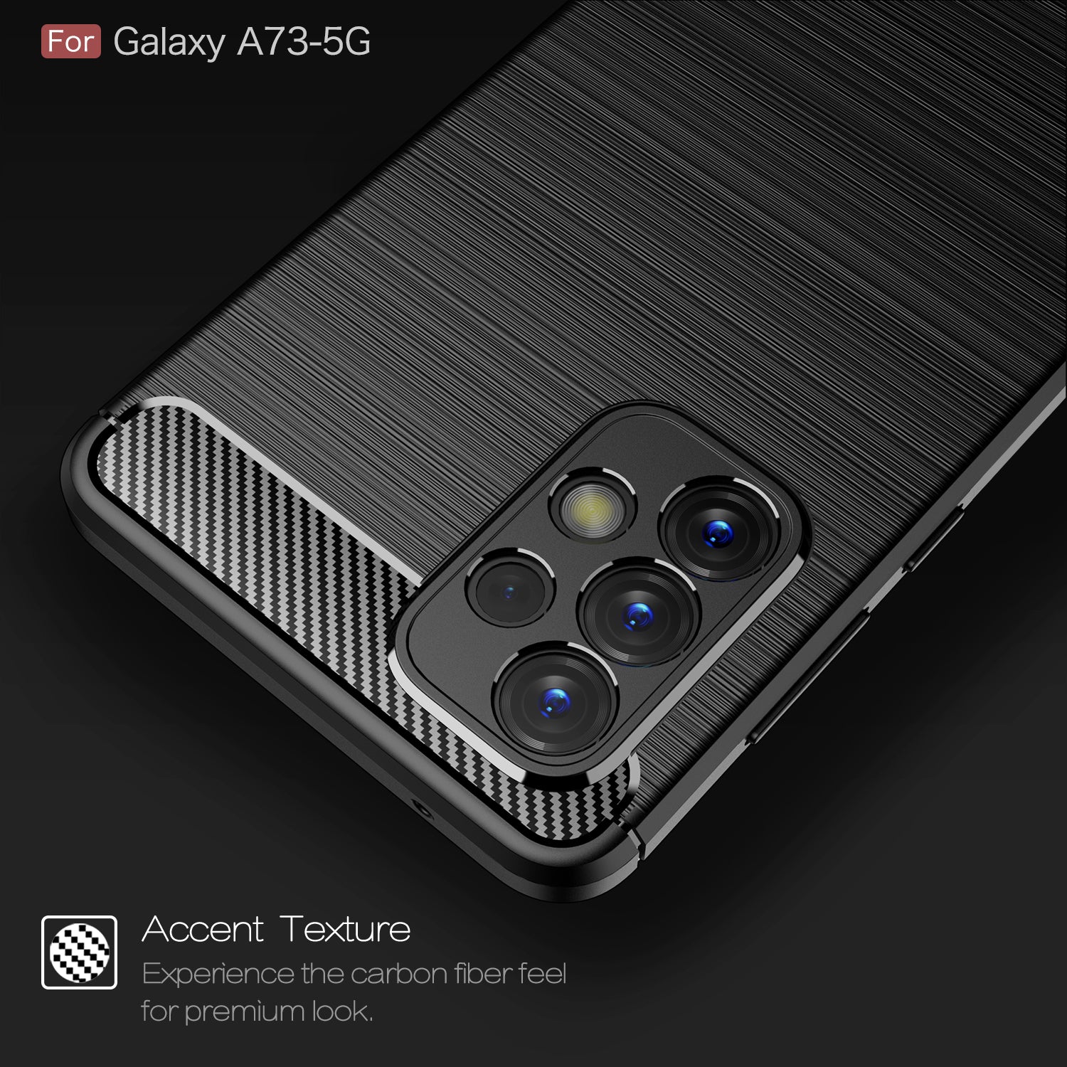 Samsung A73 5G Carbon Fibre TPU Case Slim Shockproof Cover Black
