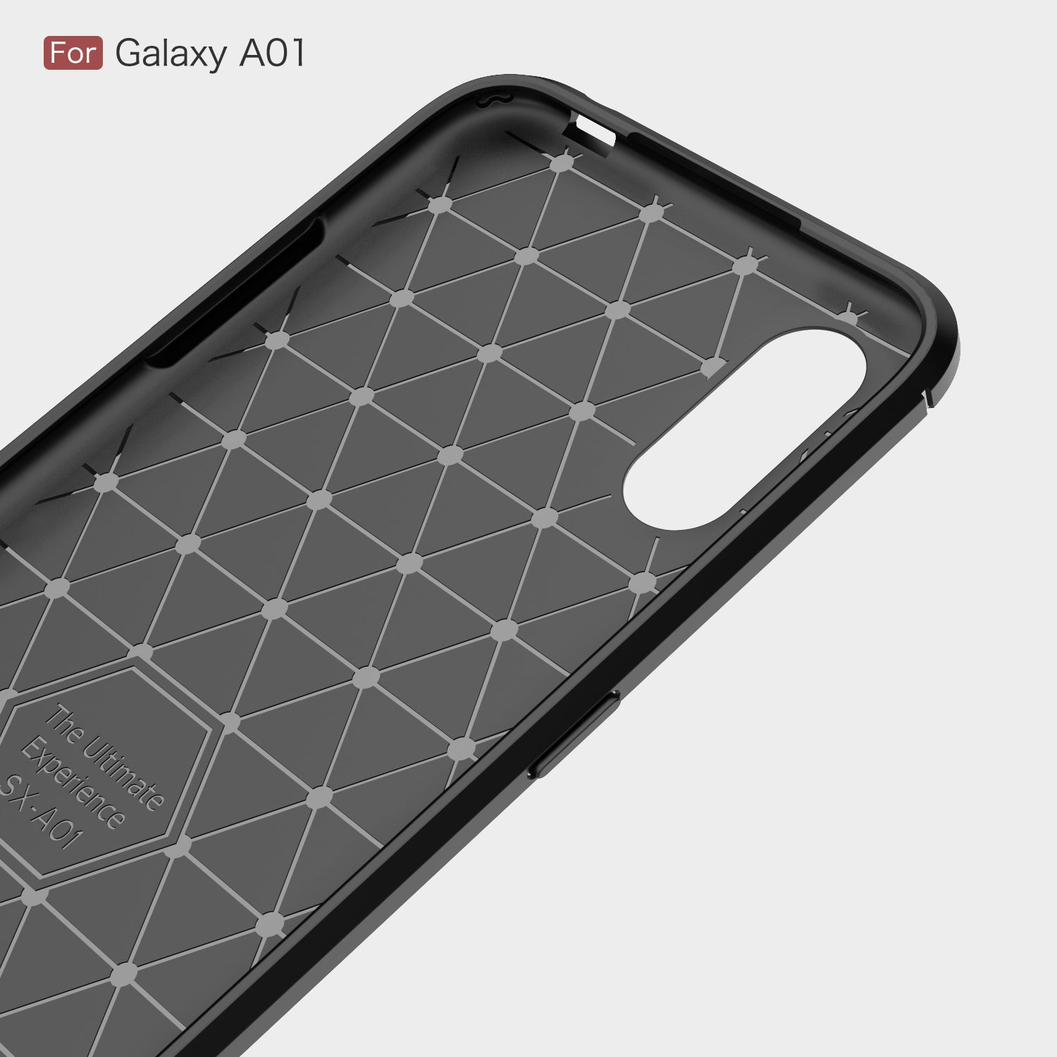 Samsung A01 Carbon Fibre TPU Case Slim Shockproof Cover Black