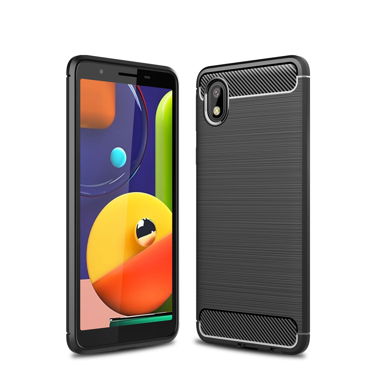Samsung A01-Core Carbon Fibre TPU Case Slim Shockproof Cover Black
