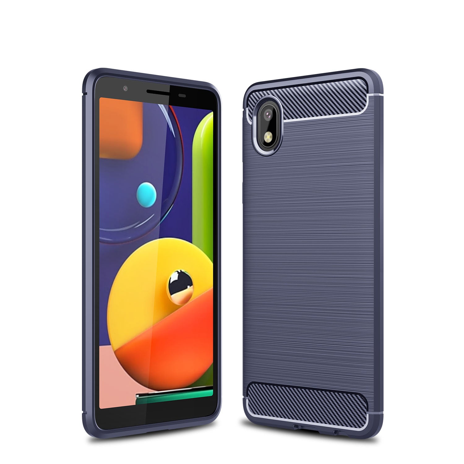 Samsung A01-Core Carbon Fibre TPU Case Slim Shockproof Cover Navy