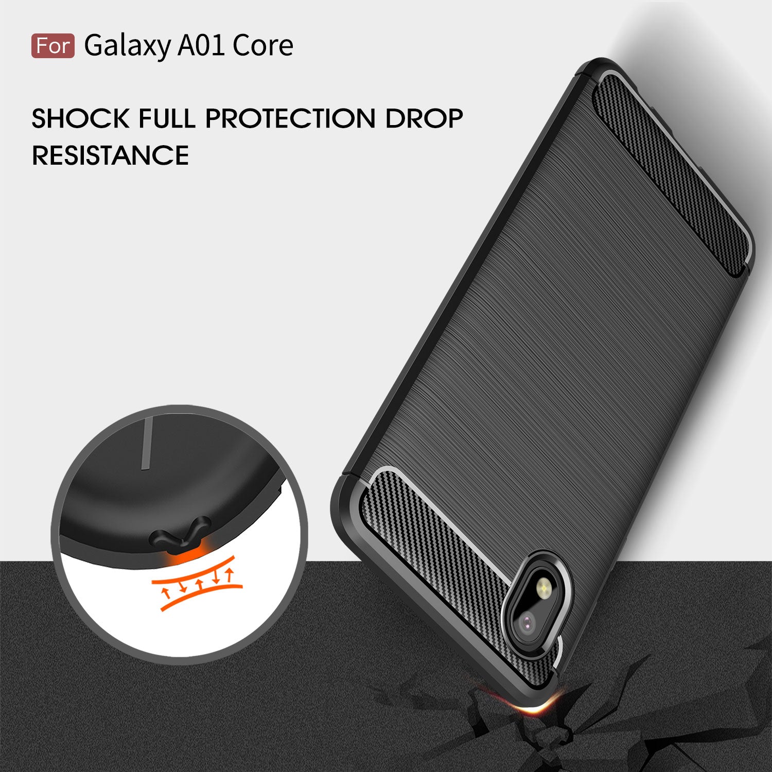 Samsung A01-Core Carbon Fibre TPU Case Slim Shockproof Cover Navy