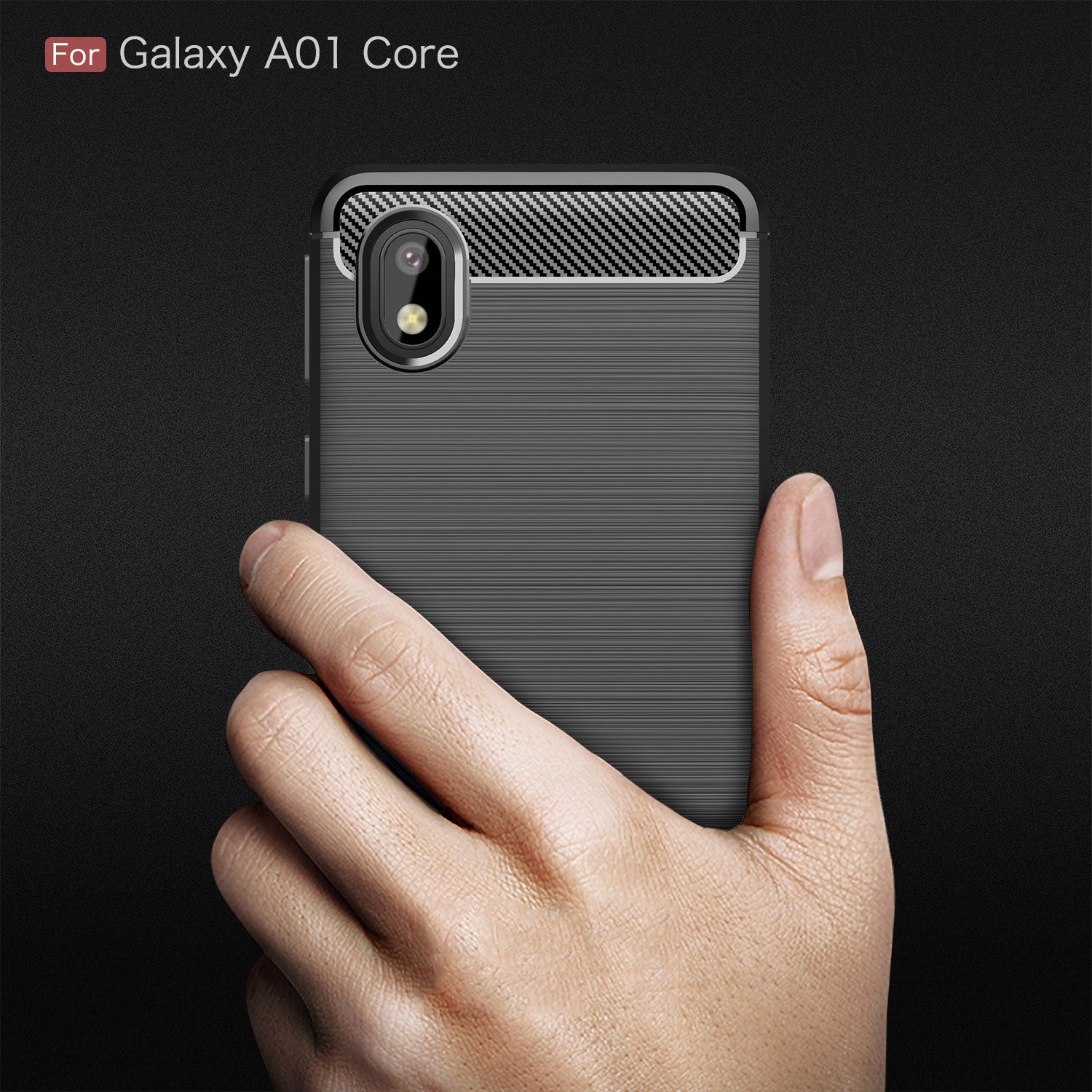 Samsung A01-Core Carbon Fibre TPU Case Slim Shockproof Cover Black