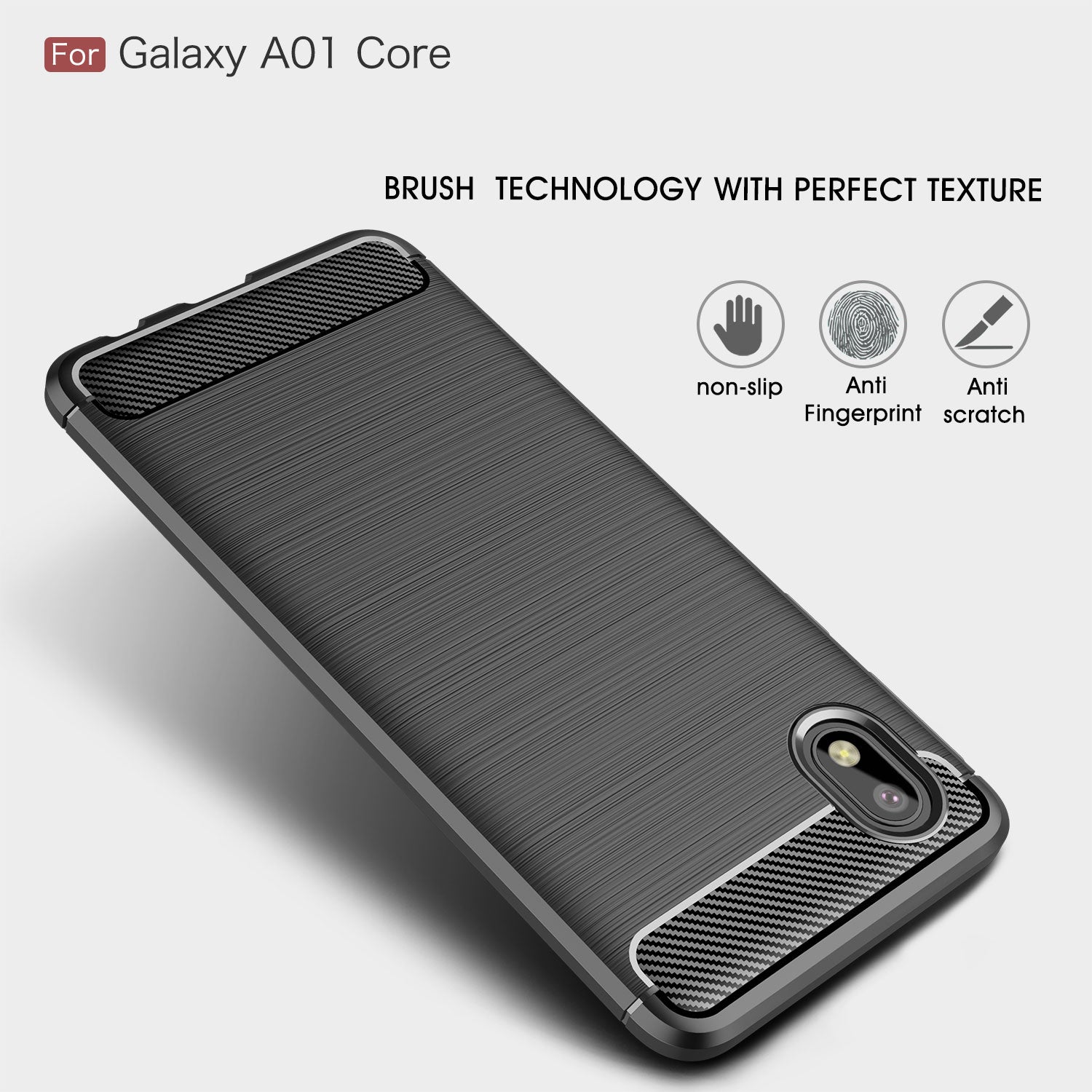 Samsung A01-Core Carbon Fibre TPU Case Slim Shockproof Cover Red