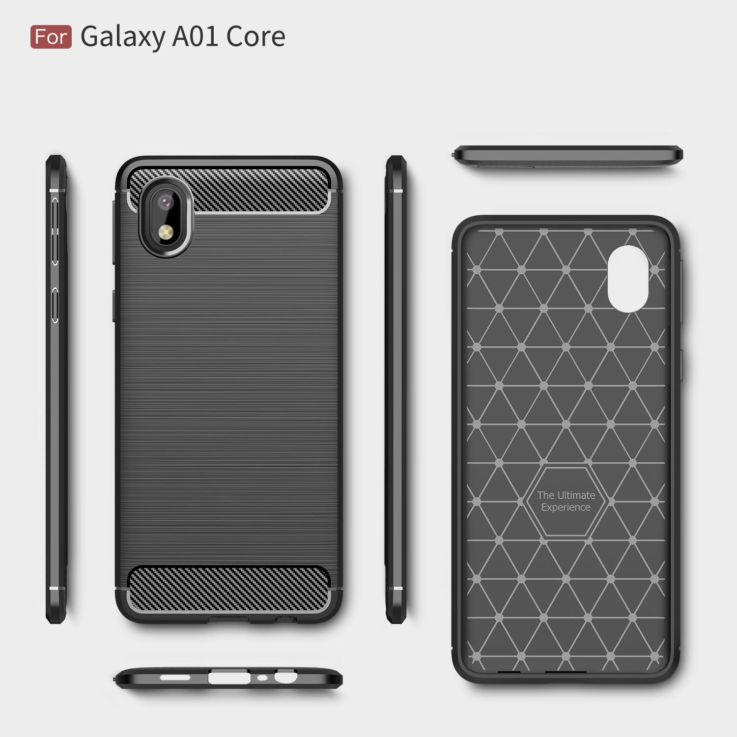 Samsung A01-Core Carbon Fibre TPU Case Slim Shockproof Cover Black