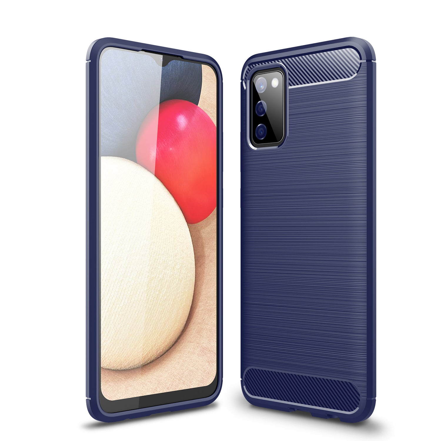 Samsung A02S Carbon Fibre TPU Case Slim Shockproof Cover Navy