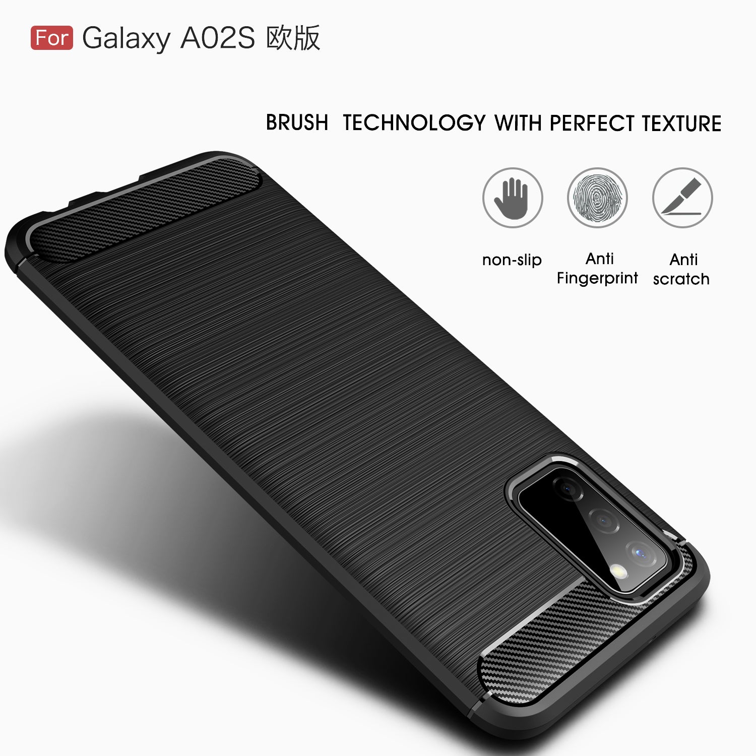 Samsung A02S Carbon Fibre TPU Case Slim Shockproof Cover Navy