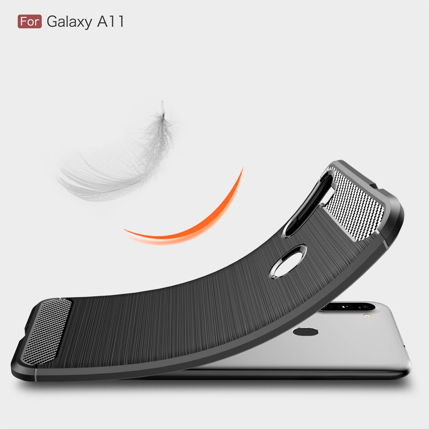 Samsung A11 Carbon Fibre TPU Case Slim Shockproof Cover Black