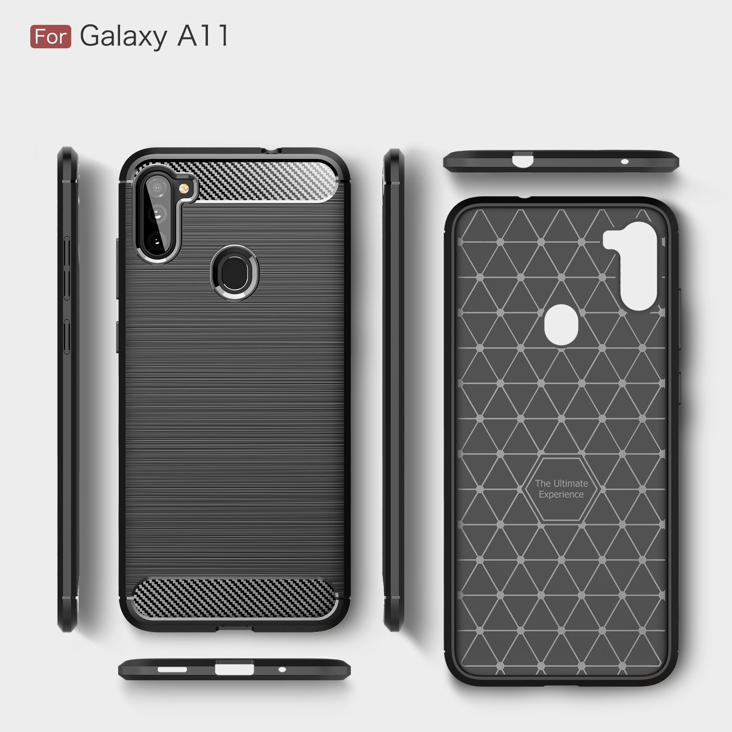 Samsung A11 Carbon Fibre TPU Case Slim Shockproof Cover Black