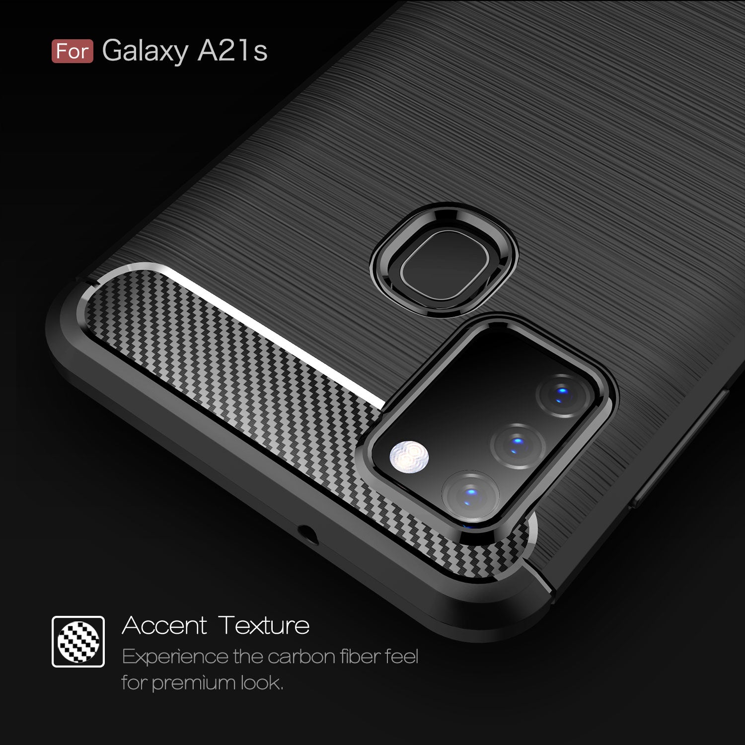 Samsung A21s Carbon Fibre TPU Case Slim Shockproof Cover Navy