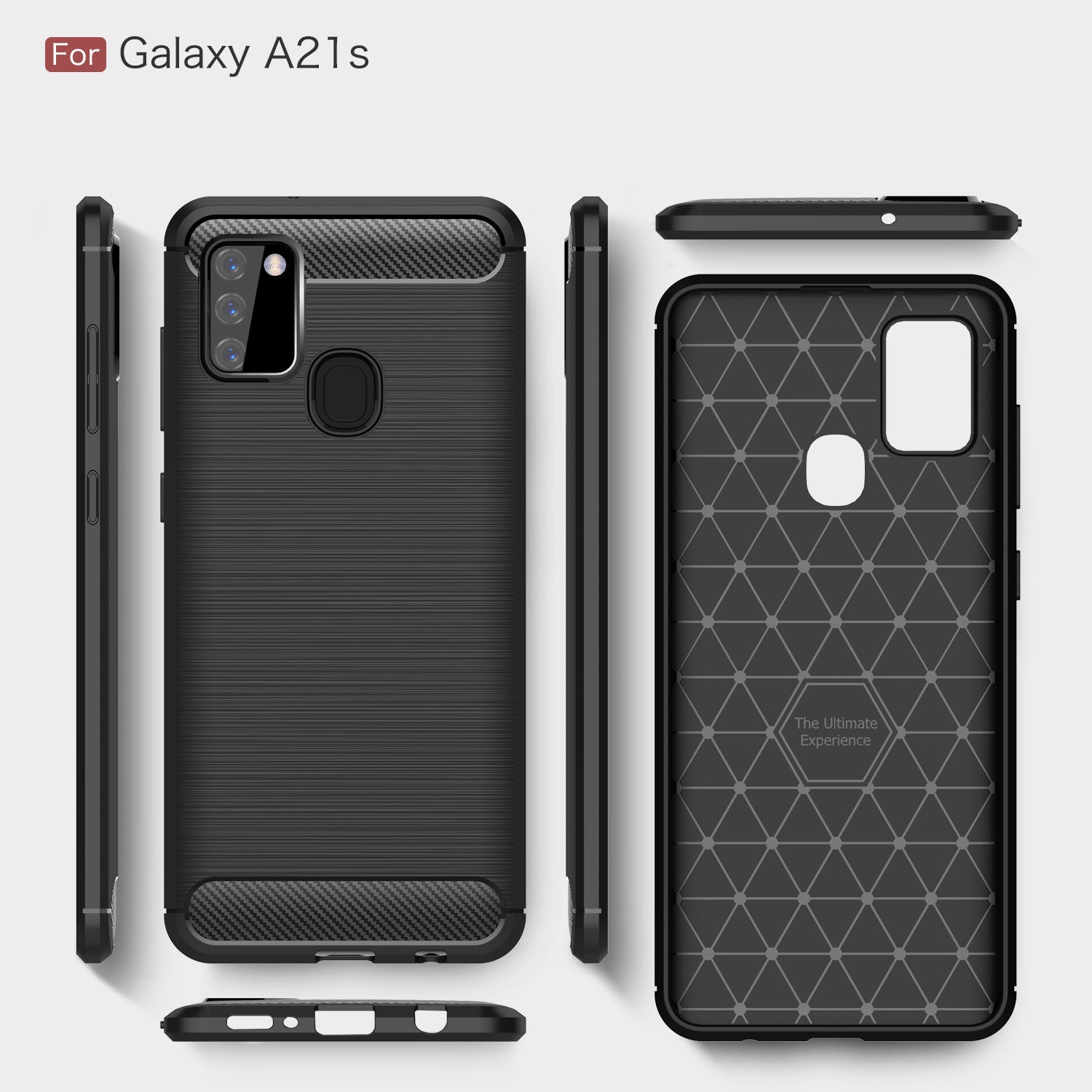 Samsung A21s Carbon Fibre TPU Case Slim Shockproof Cover Red