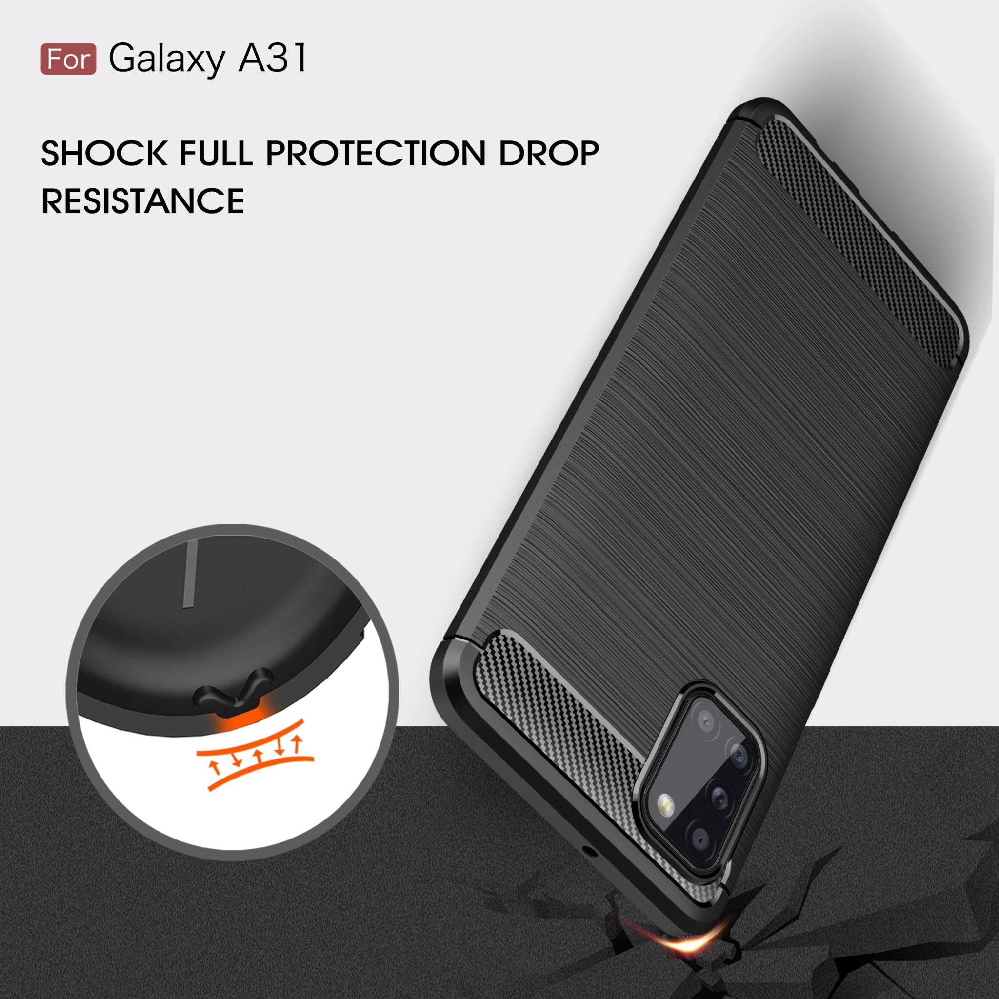 Samsung A31 Carbon Fibre TPU Case Slim Shockproof Cover Red