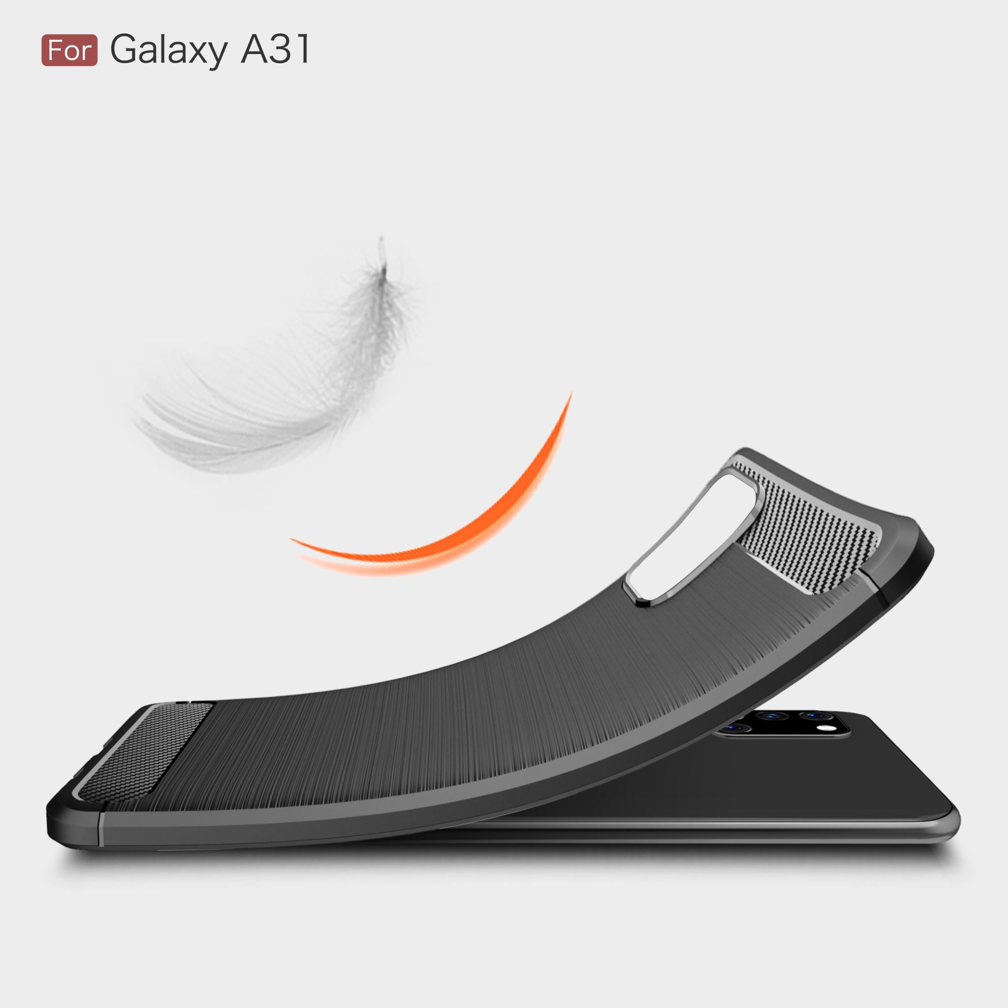Samsung A31 Carbon Fibre TPU Case Slim Shockproof Cover Red