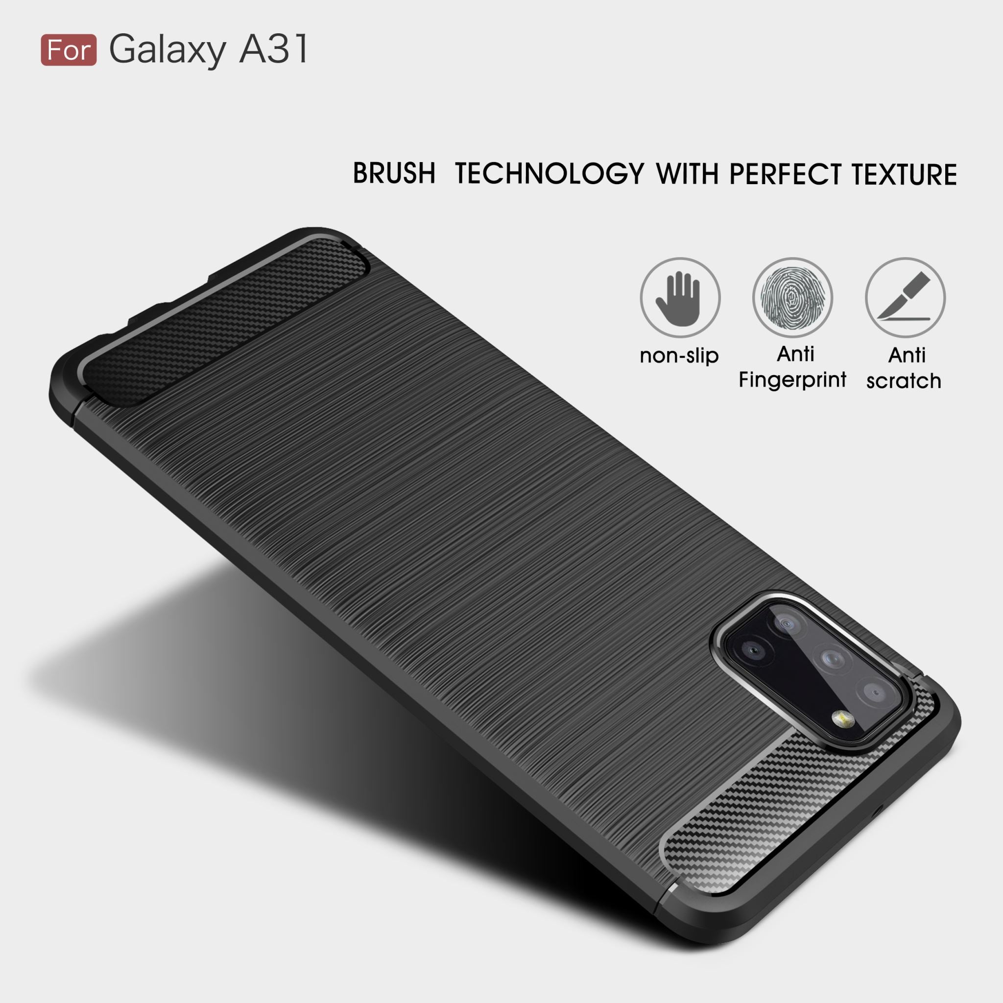 Samsung A31 Carbon Fibre TPU Case Slim Shockproof Cover Red