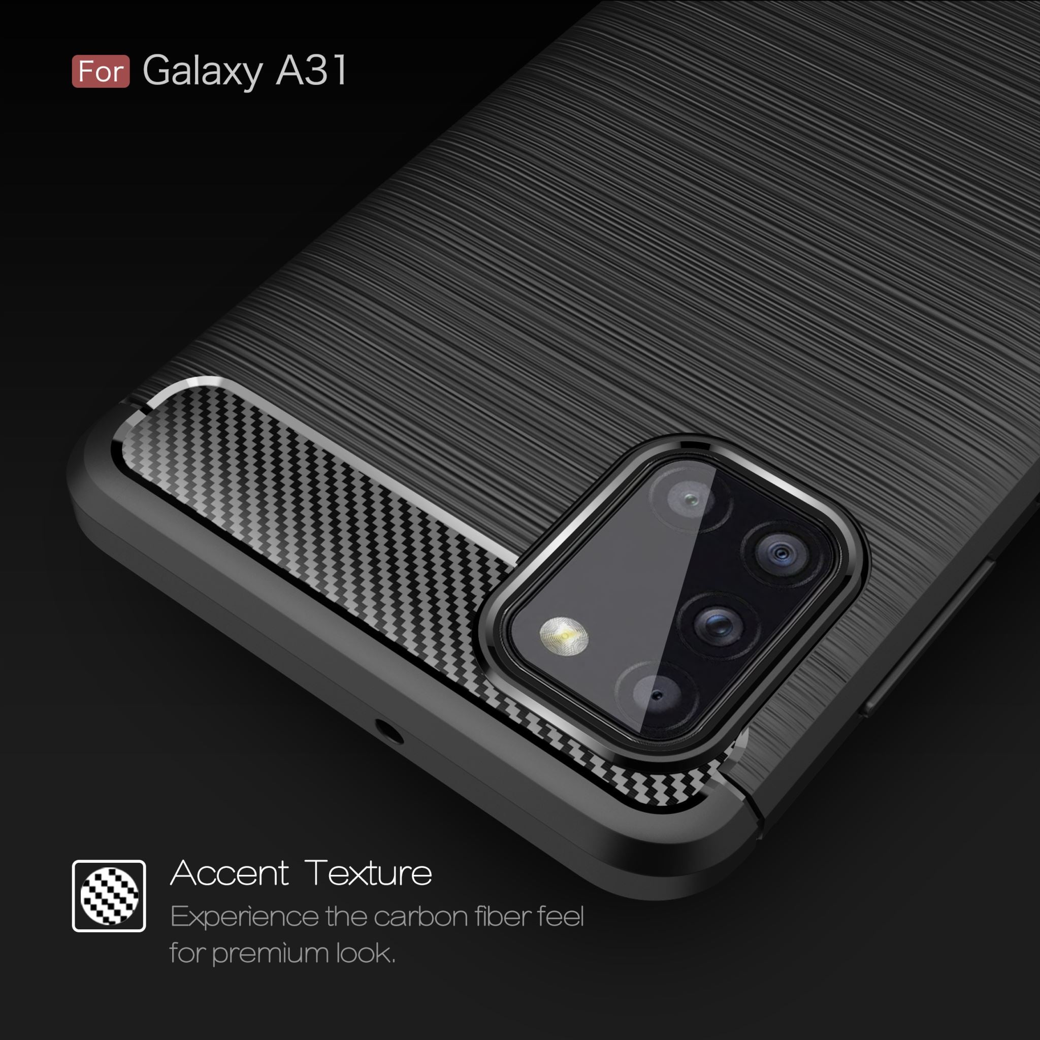 Samsung A31 Carbon Fibre TPU Case Slim Shockproof Cover Red