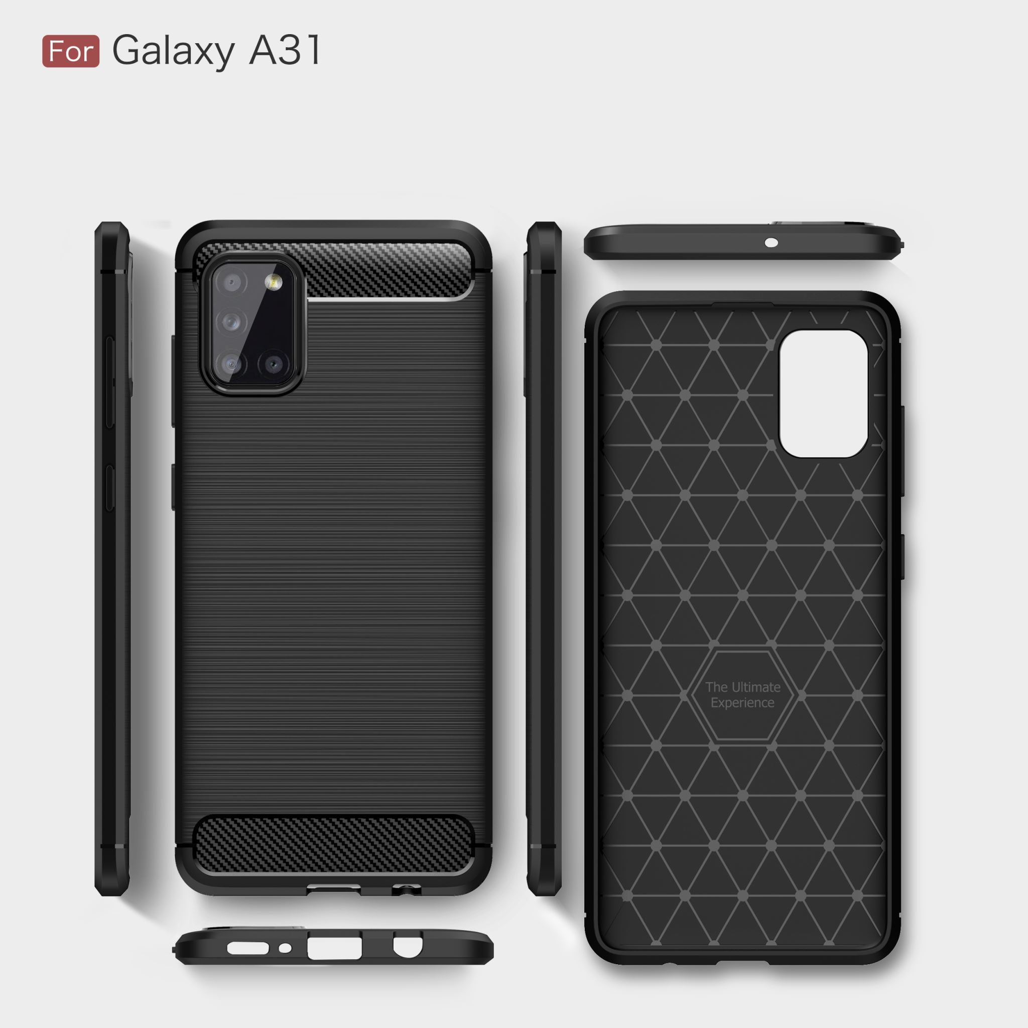 Samsung A31 Carbon Fibre TPU Case Slim Shockproof Cover Red