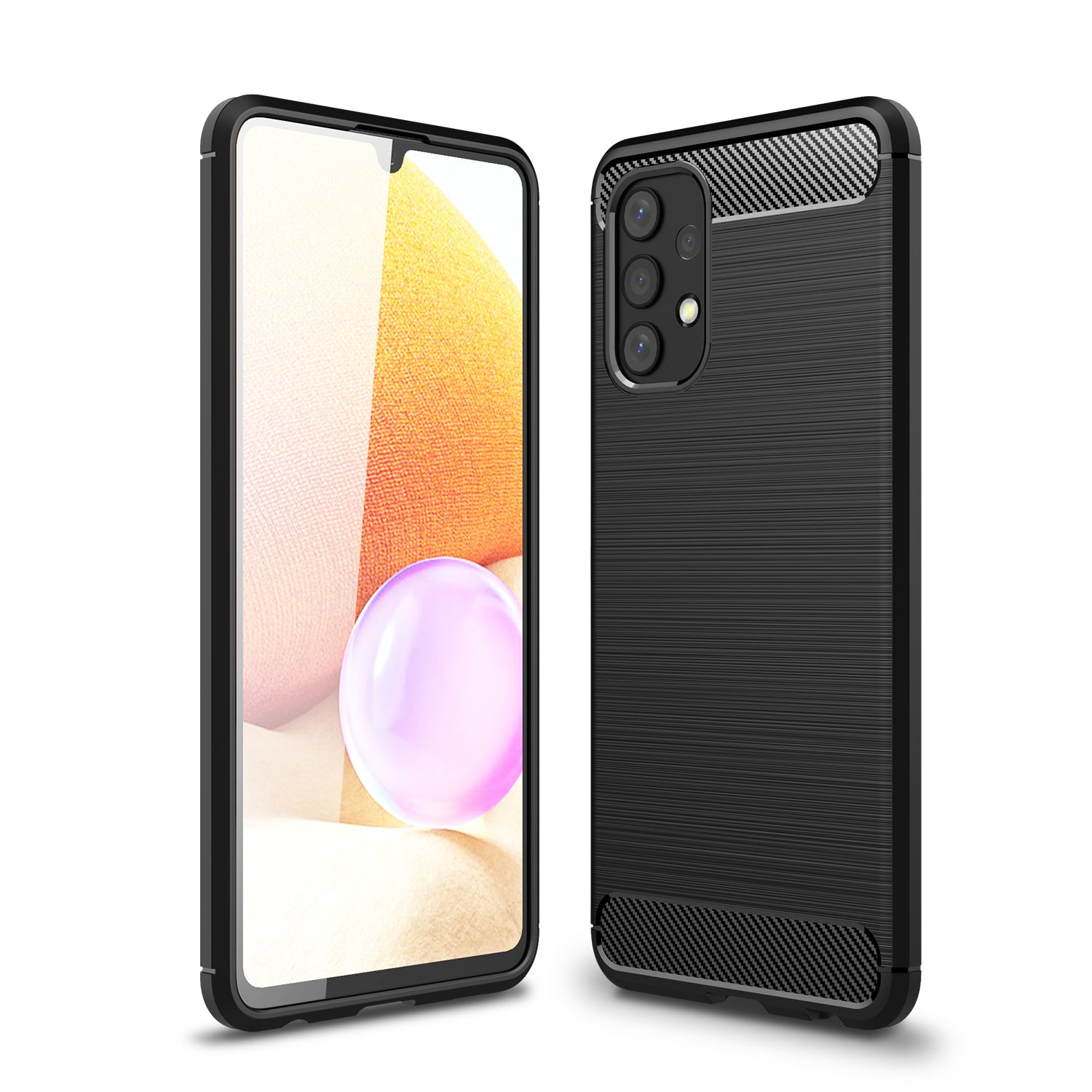 Samsung A32-4G Carbon Fibre TPU Case Slim Shockproof Cover Black