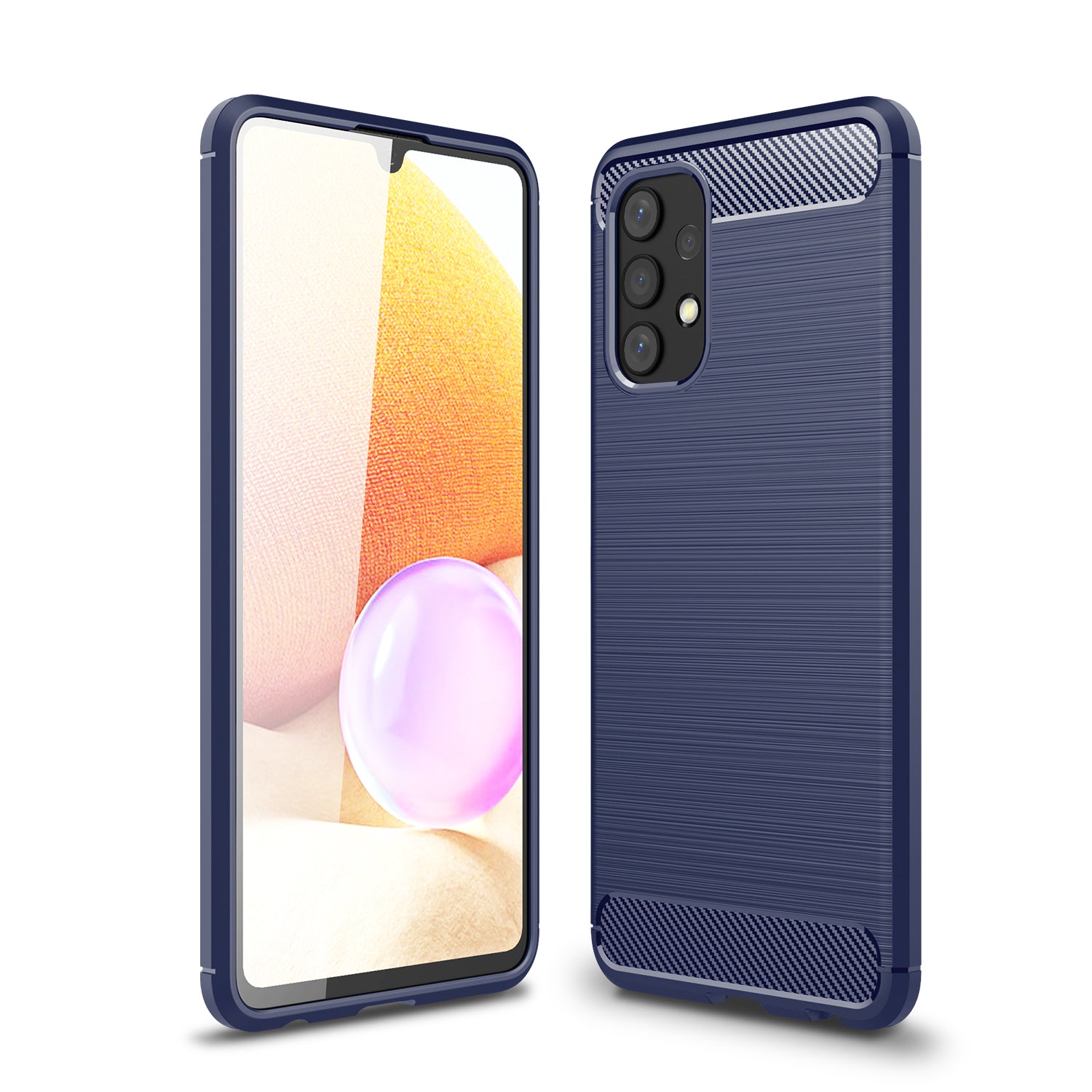 Samsung A32-4G Carbon Fibre TPU Case Slim Shockproof Cover Navy