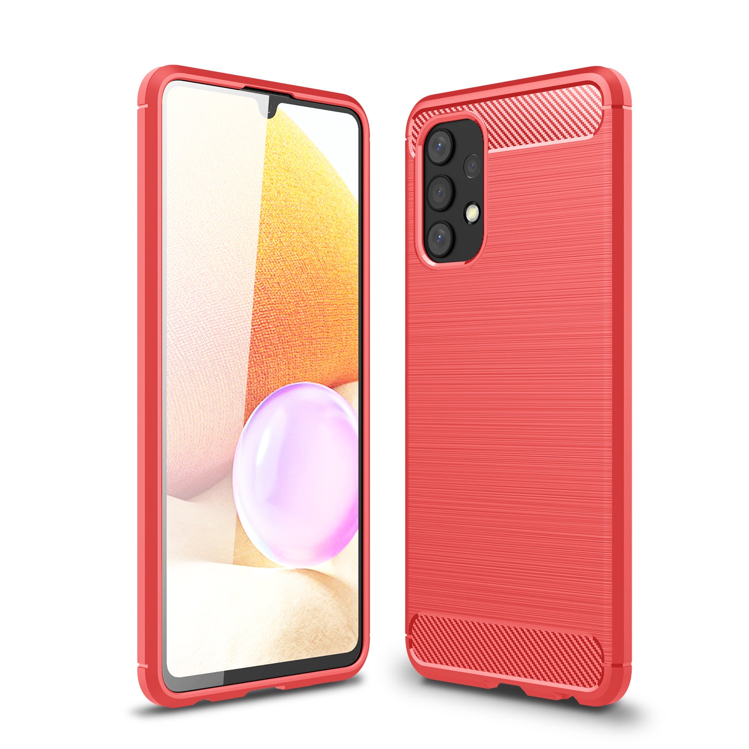 Samsung A32-4G Carbon Fibre TPU Case Slim Shockproof Cover Red