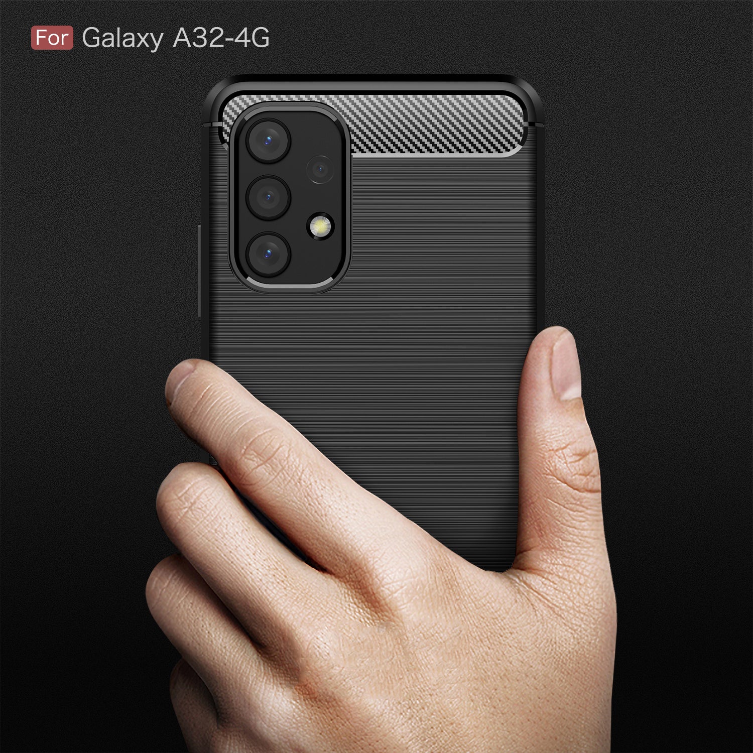 Samsung A32-4G Carbon Fibre TPU Case Slim Shockproof Cover Black