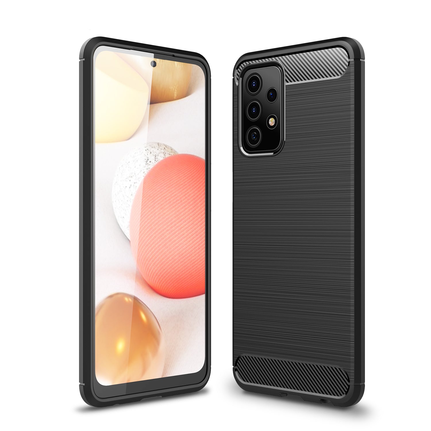 Samsung A52s 5G Carbon Fibre TPU Case Slim Shockproof Cover Black