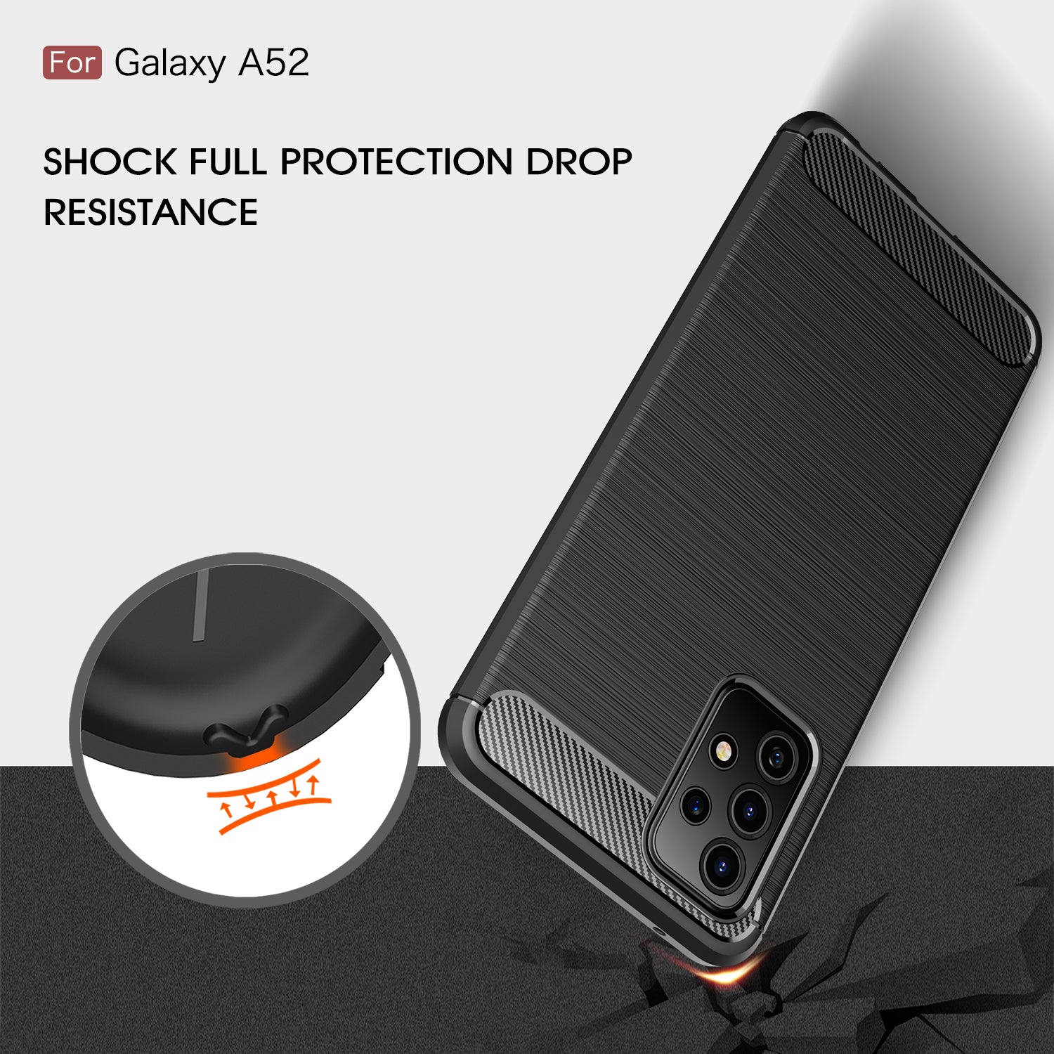 Samsung A52s 5G Carbon Fibre TPU Case Slim Shockproof Cover Navy