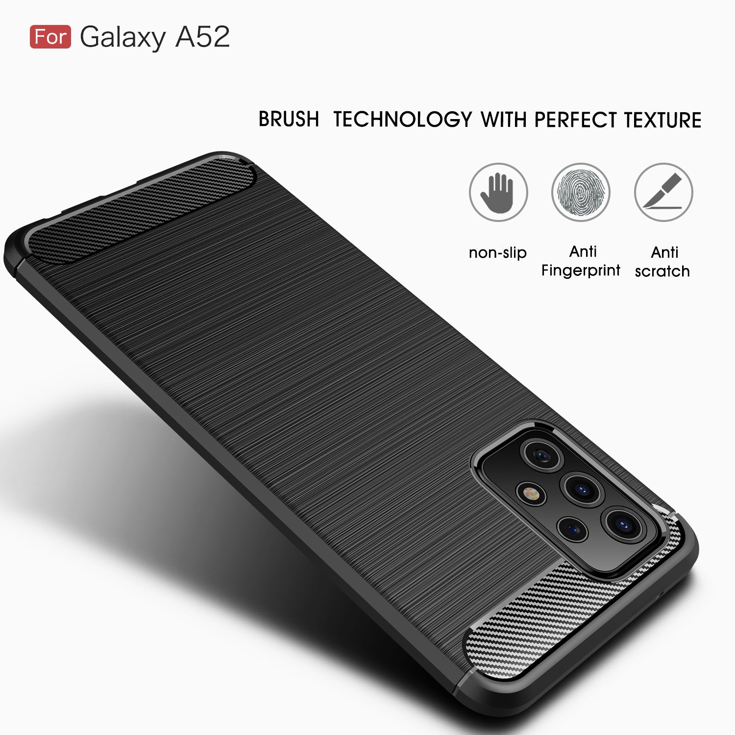 Samsung A52s 5G Carbon Fibre TPU Case Slim Shockproof Cover Black