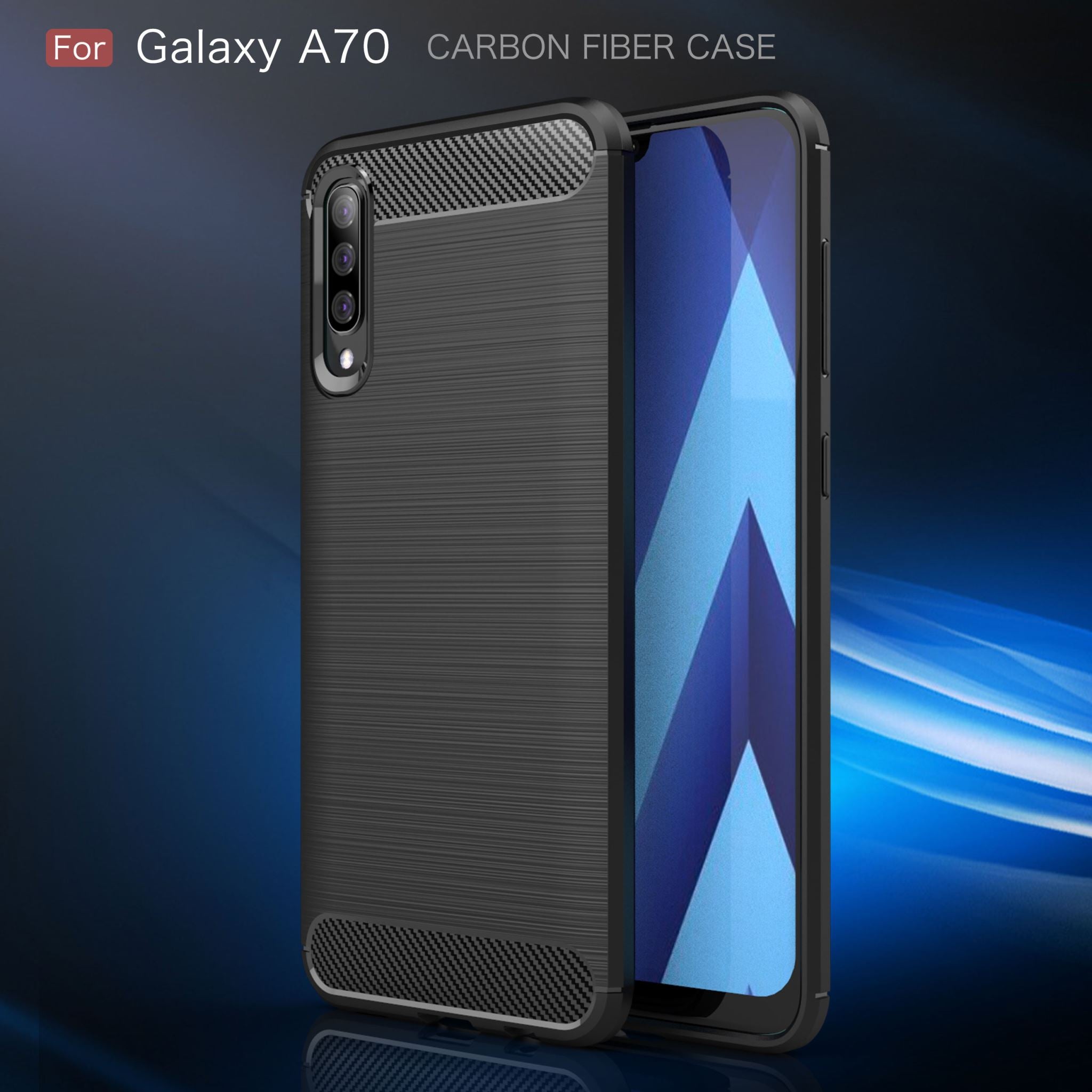 Samsung A70 Carbon Fibre TPU Case Slim Shockproof Cover Red