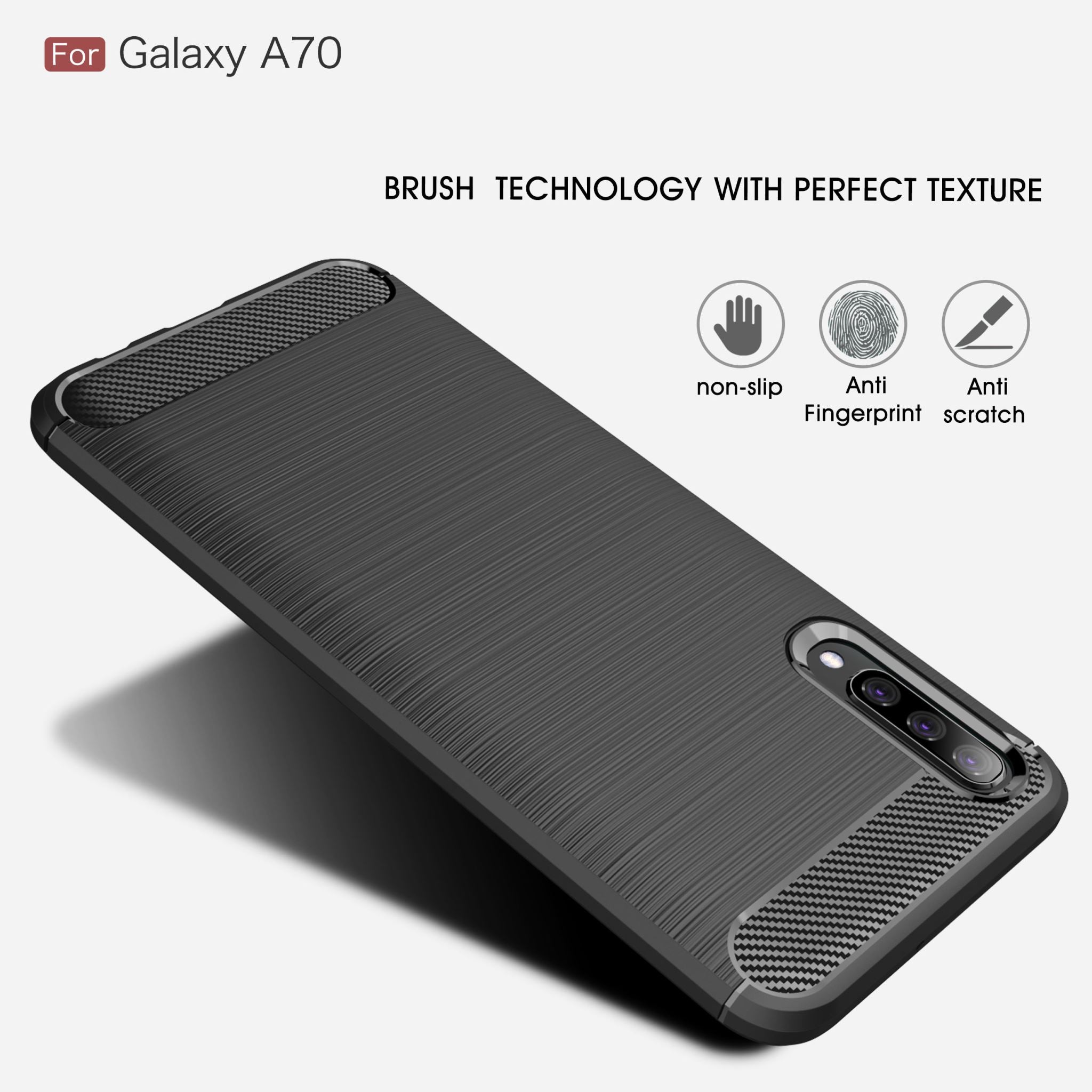 Samsung A70 Carbon Fibre TPU Case Slim Shockproof Cover Red