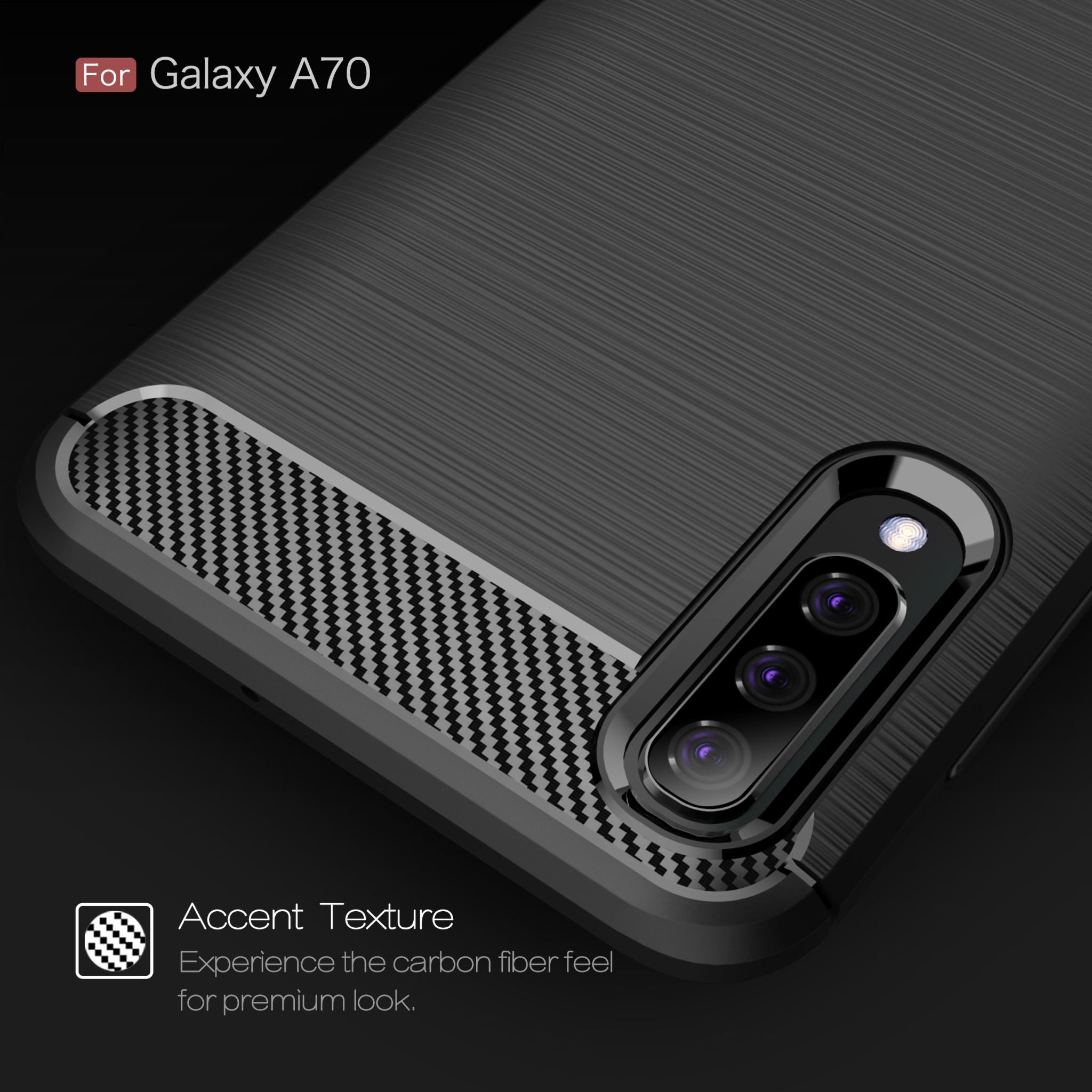 Samsung A70 Carbon Fibre TPU Case Slim Shockproof Cover Red