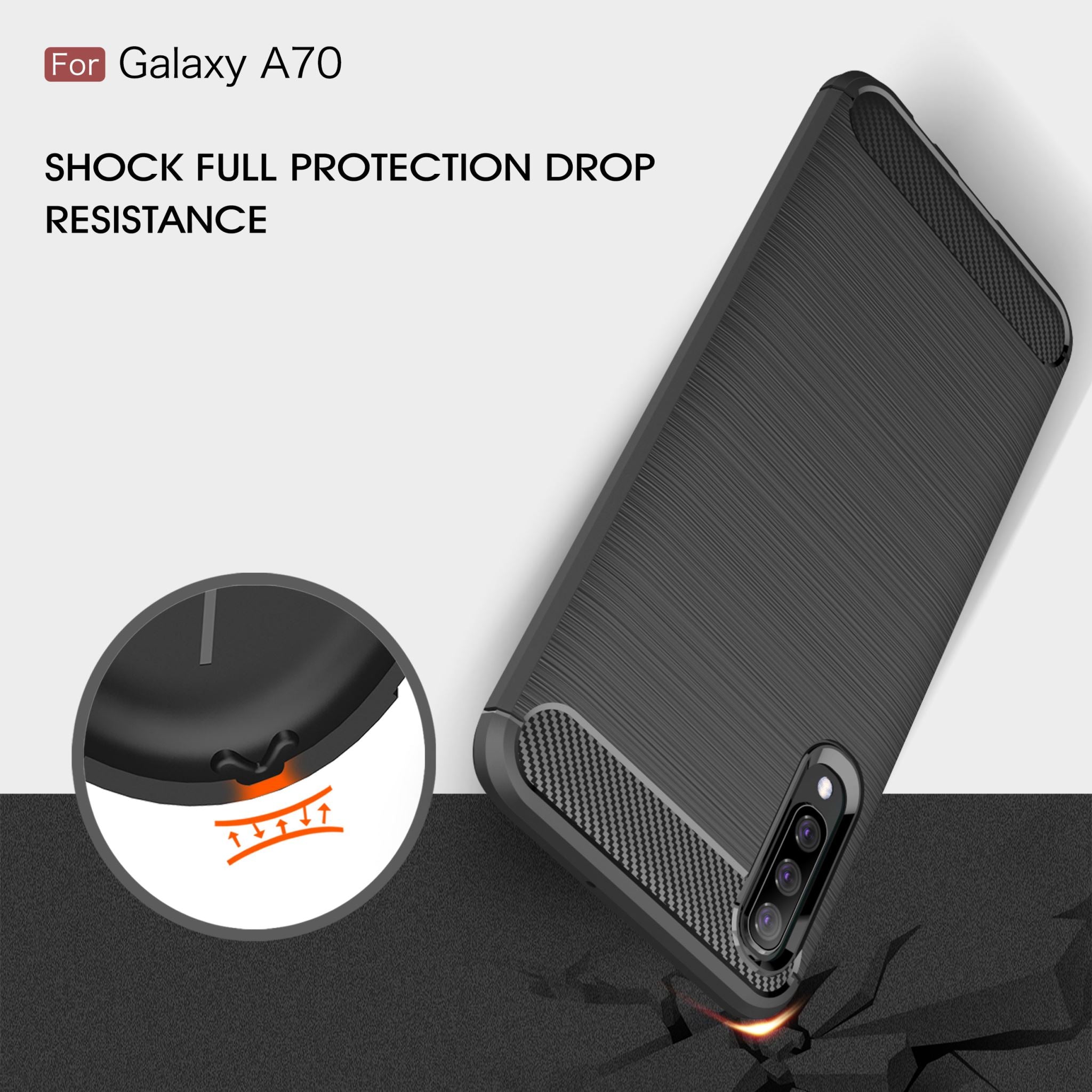 Samsung A70 Carbon Fibre TPU Case Slim Shockproof Cover Red