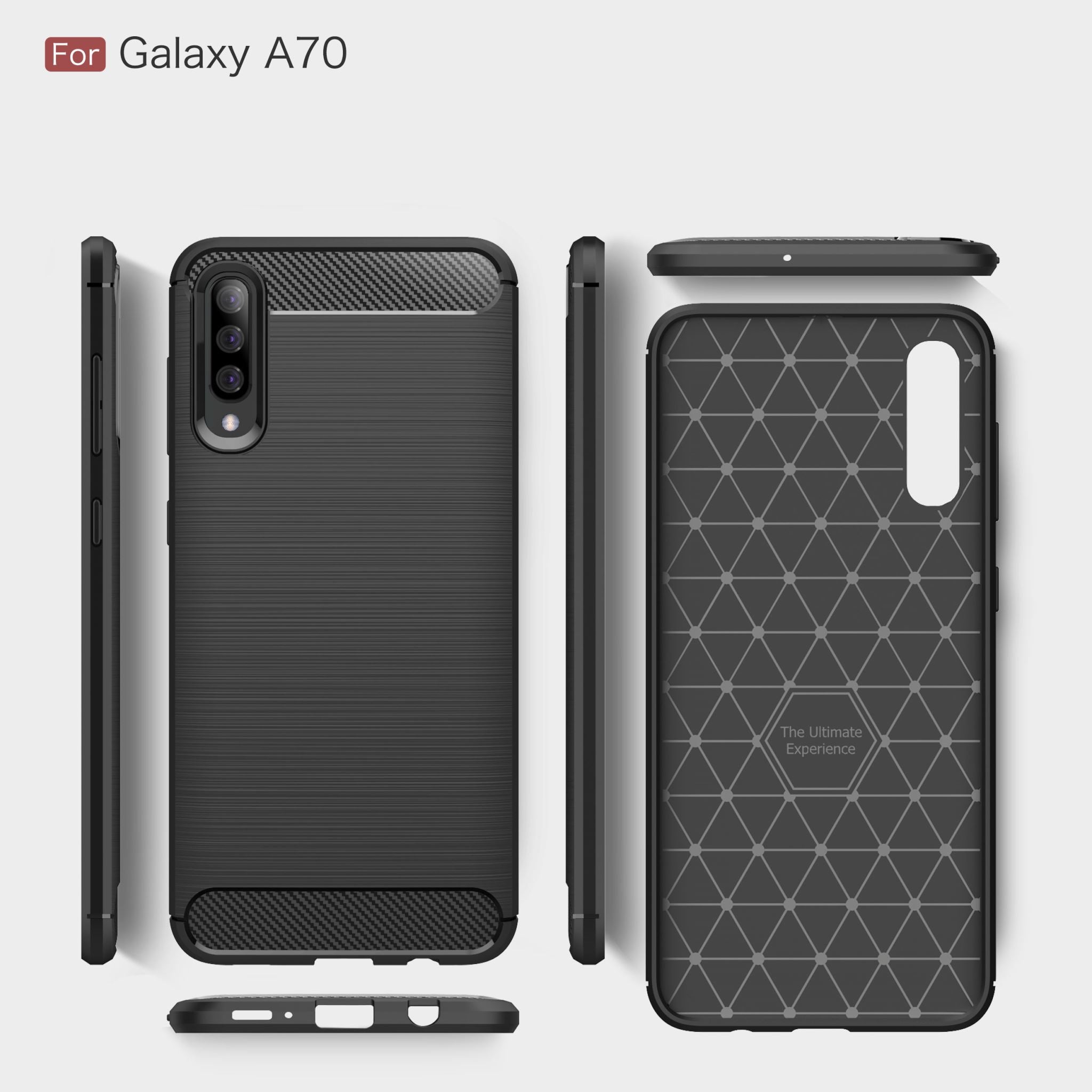 Samsung A70 Carbon Fibre TPU Case Slim Shockproof Cover Red