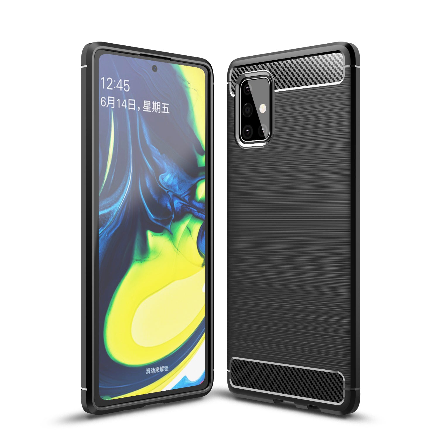 Samsung A71-5G Carbon Fibre TPU Case Slim Shockproof Cover Black