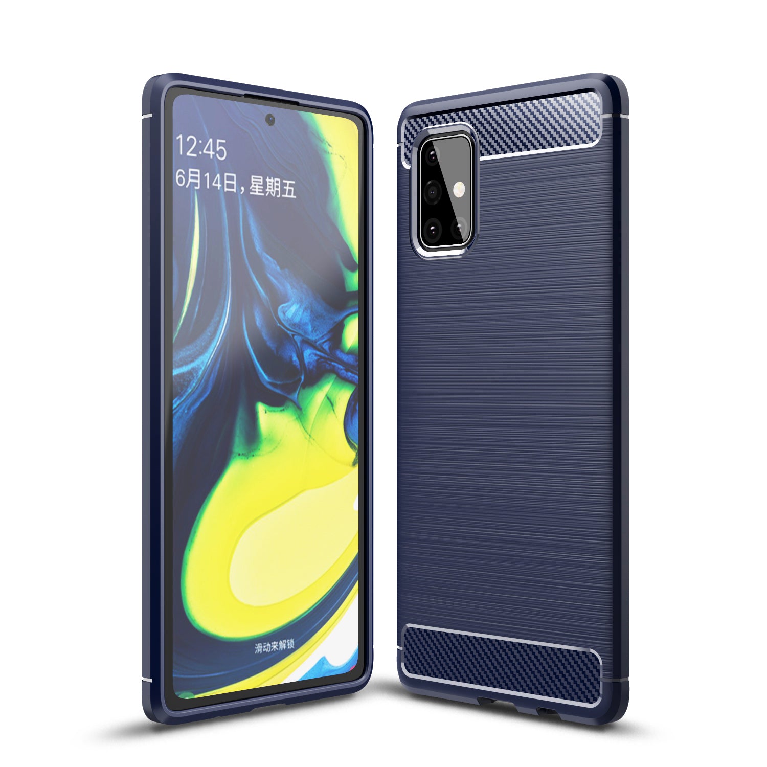 Samsung A71-5G Carbon Fibre TPU Case Slim Shockproof Cover Navy