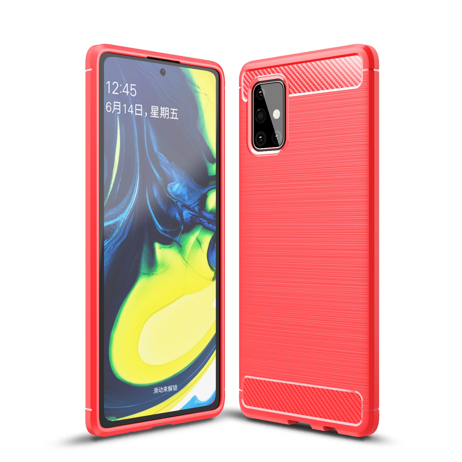 Samsung A71-5G Carbon Fibre TPU Case Slim Shockproof Cover Red