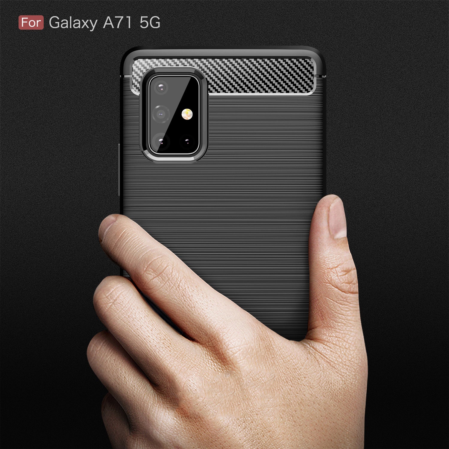 Samsung A71-5G Carbon Fibre TPU Case Slim Shockproof Cover Red