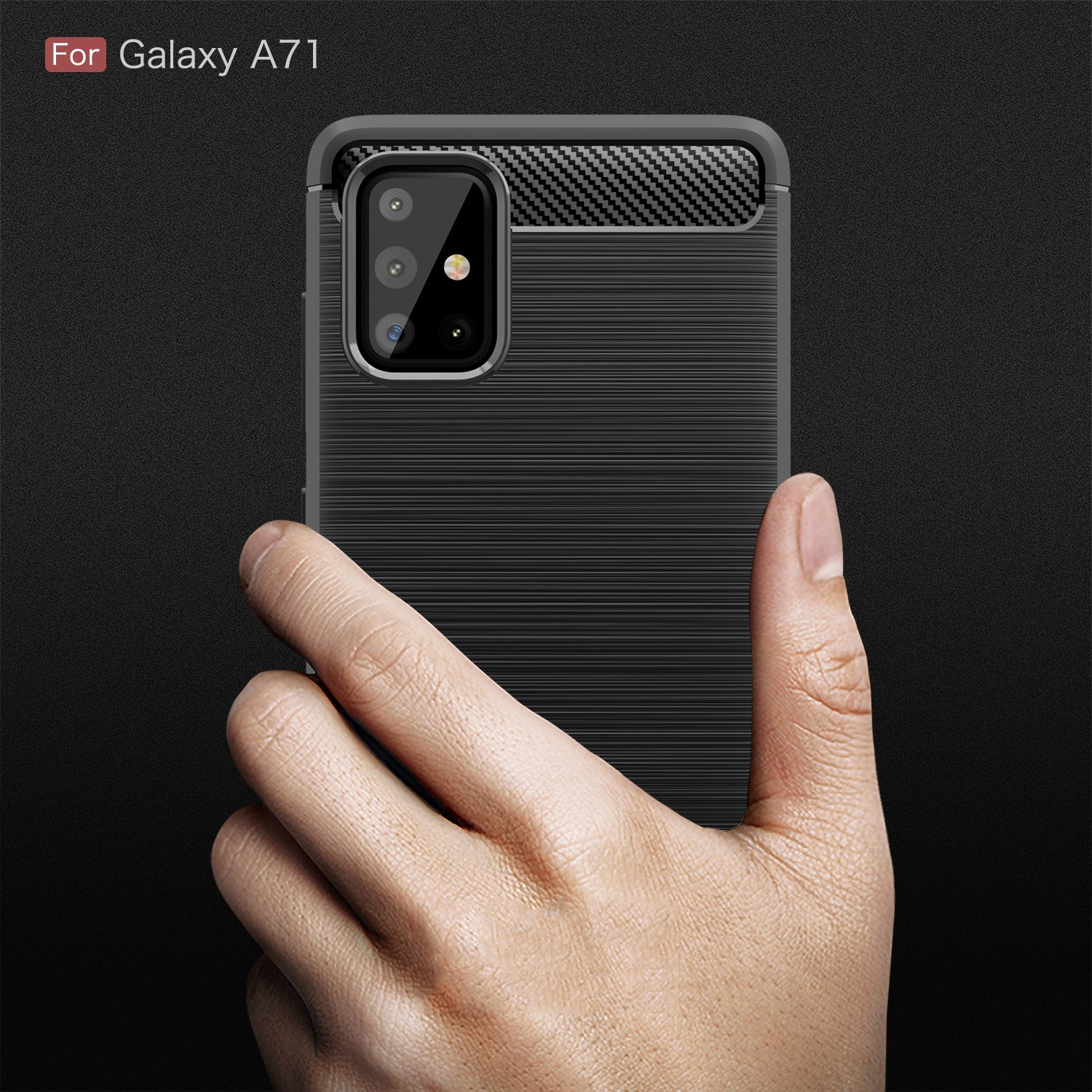 Samsung A71 Carbon Fibre TPU Case Slim Shockproof Cover Red