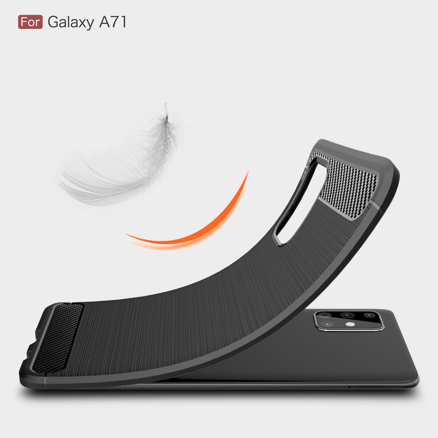 Samsung A71 Carbon Fibre TPU Case Slim Shockproof Cover Black