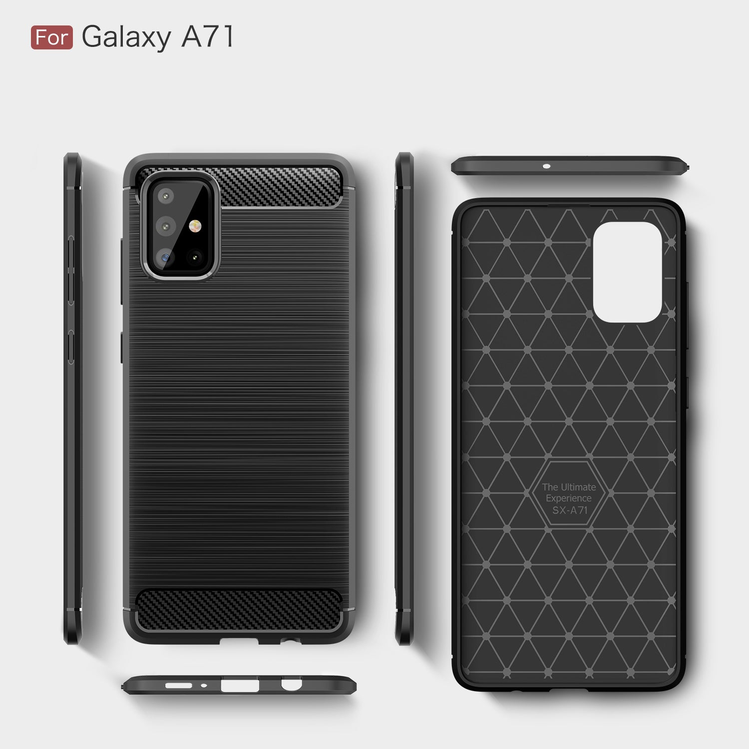 Samsung A71 Carbon Fibre TPU Case Slim Shockproof Cover Black